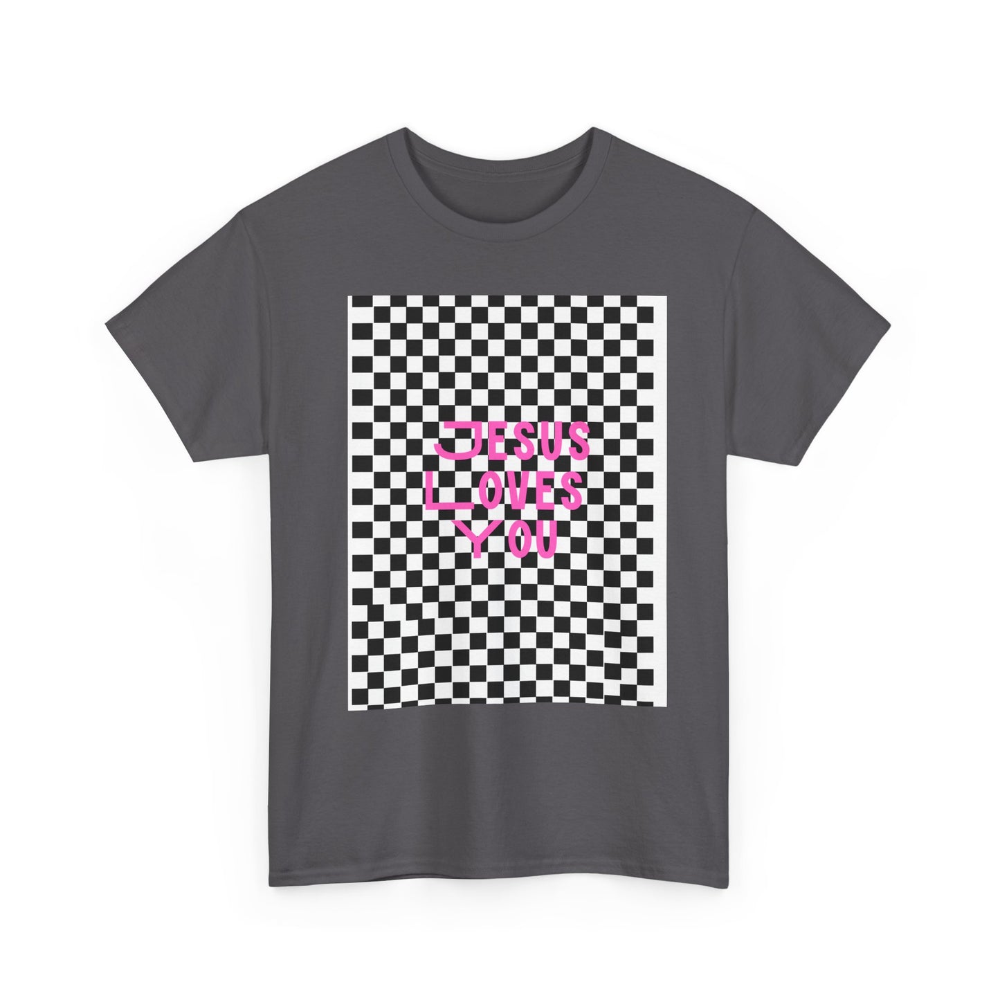 Chic Checkerboard Tee - Trendy Unisex Heavy Cotton Shirt, Casual Wear, Gift for Her, Stylish Outfit, Everyday Fashion