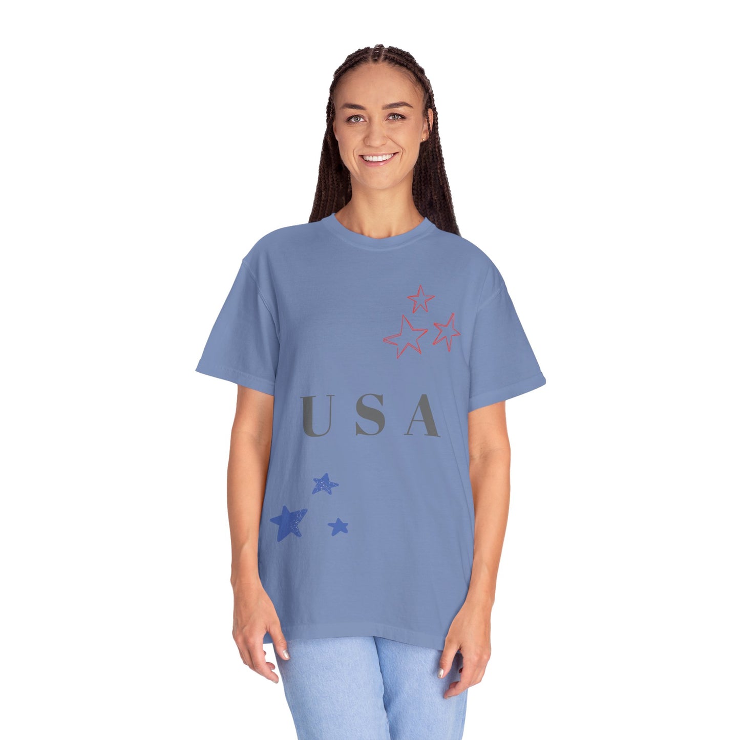 Patriotic Unisex Garment-Dyed T-Shirt - USA Stars Design