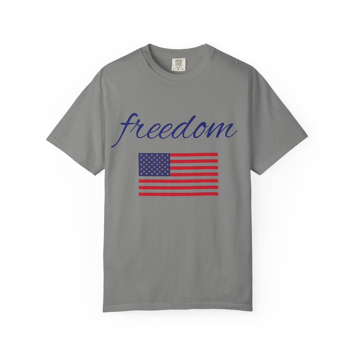 Freedom Unisex Garment-Dyed T-Shirt with American Flag Design