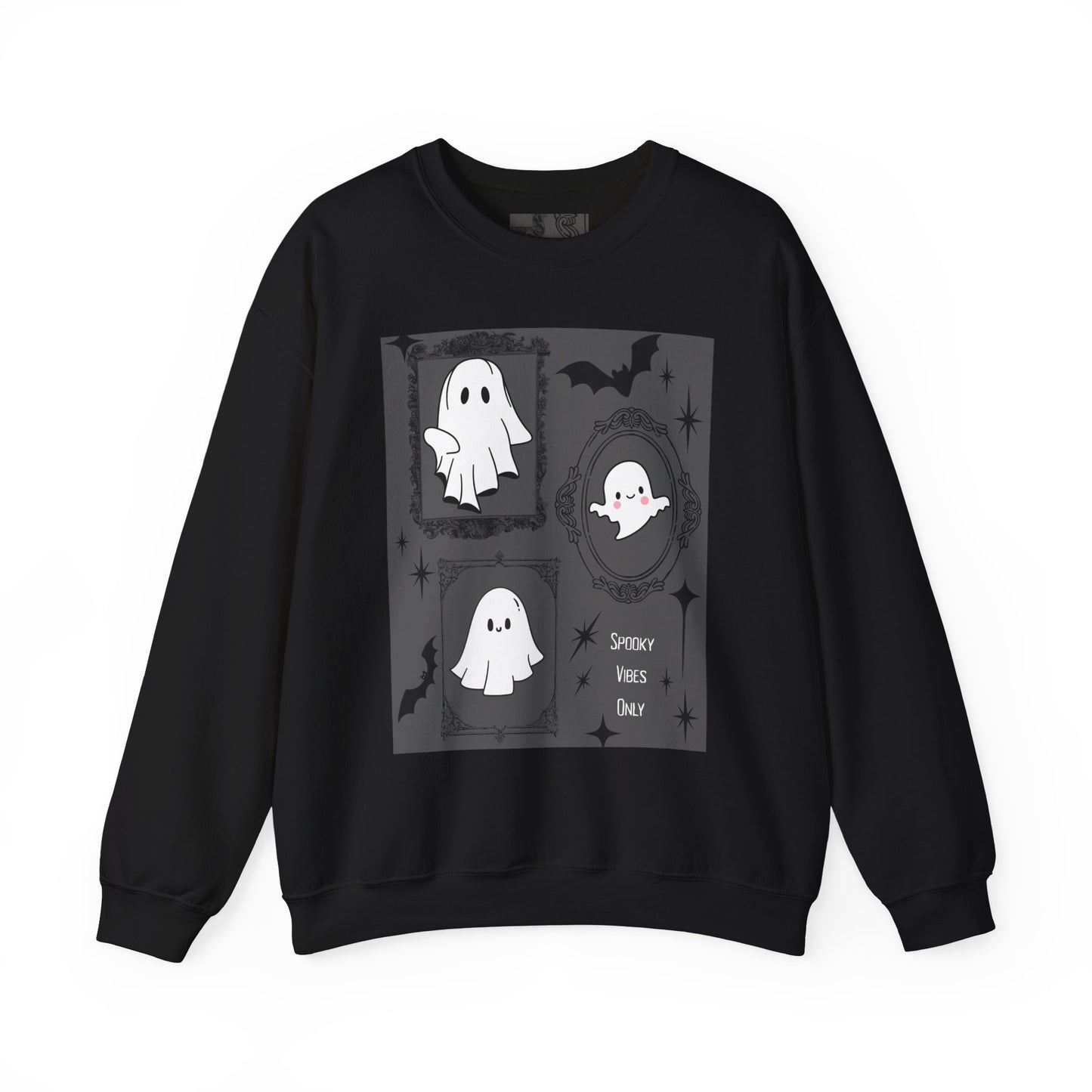 Spooky Ghost Halloween Sweatshirt, Unisex Crewneck, Cozy Fall Fashion, Trick or Treat, Halloween Party Apparel, Cute Ghost Design