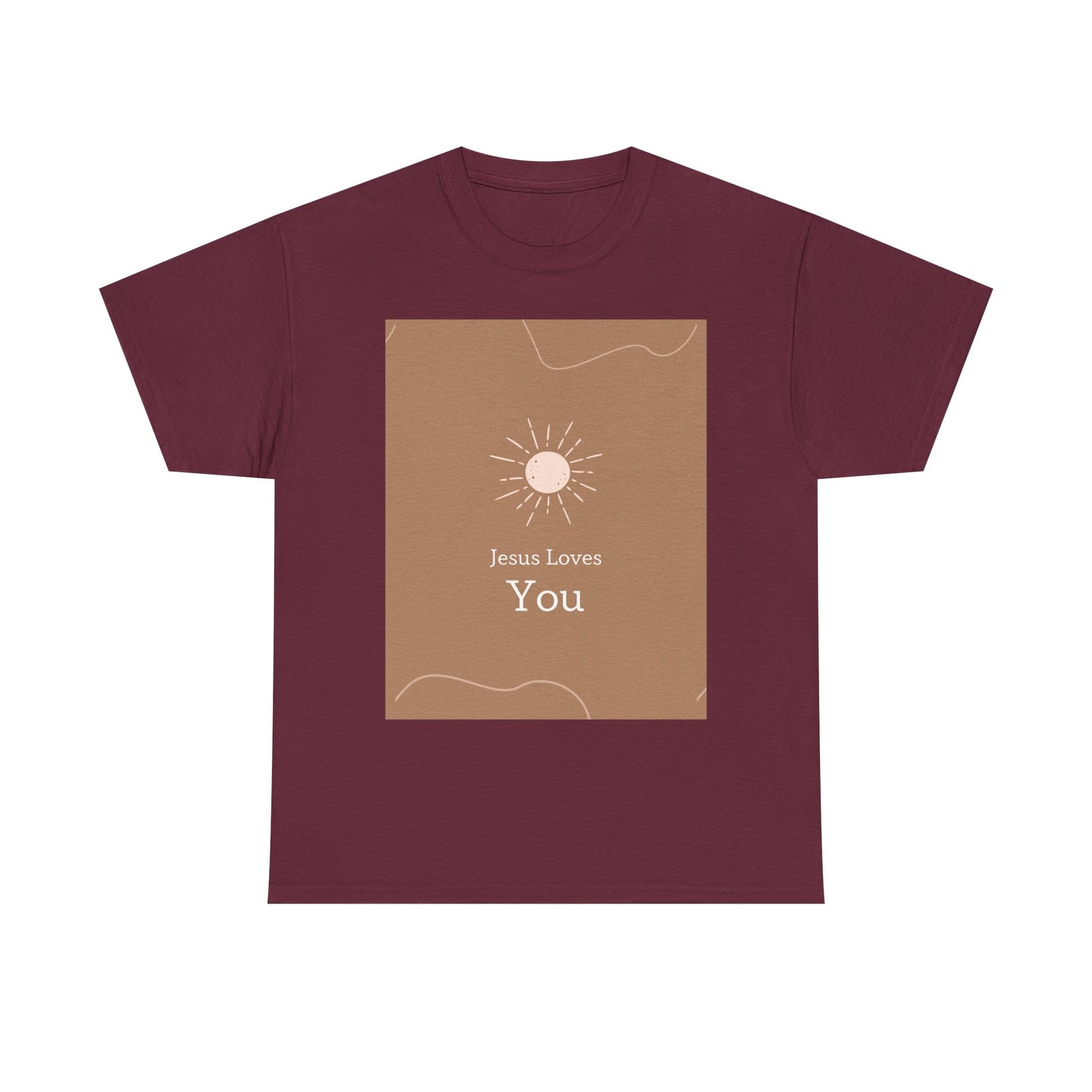 Unisex Heavy Cotton Tee - "Jesus Loves You" Inspirational Tee, Perfect for Everyday Wear, Gifts, Faith-Based Events, Summer Outings
