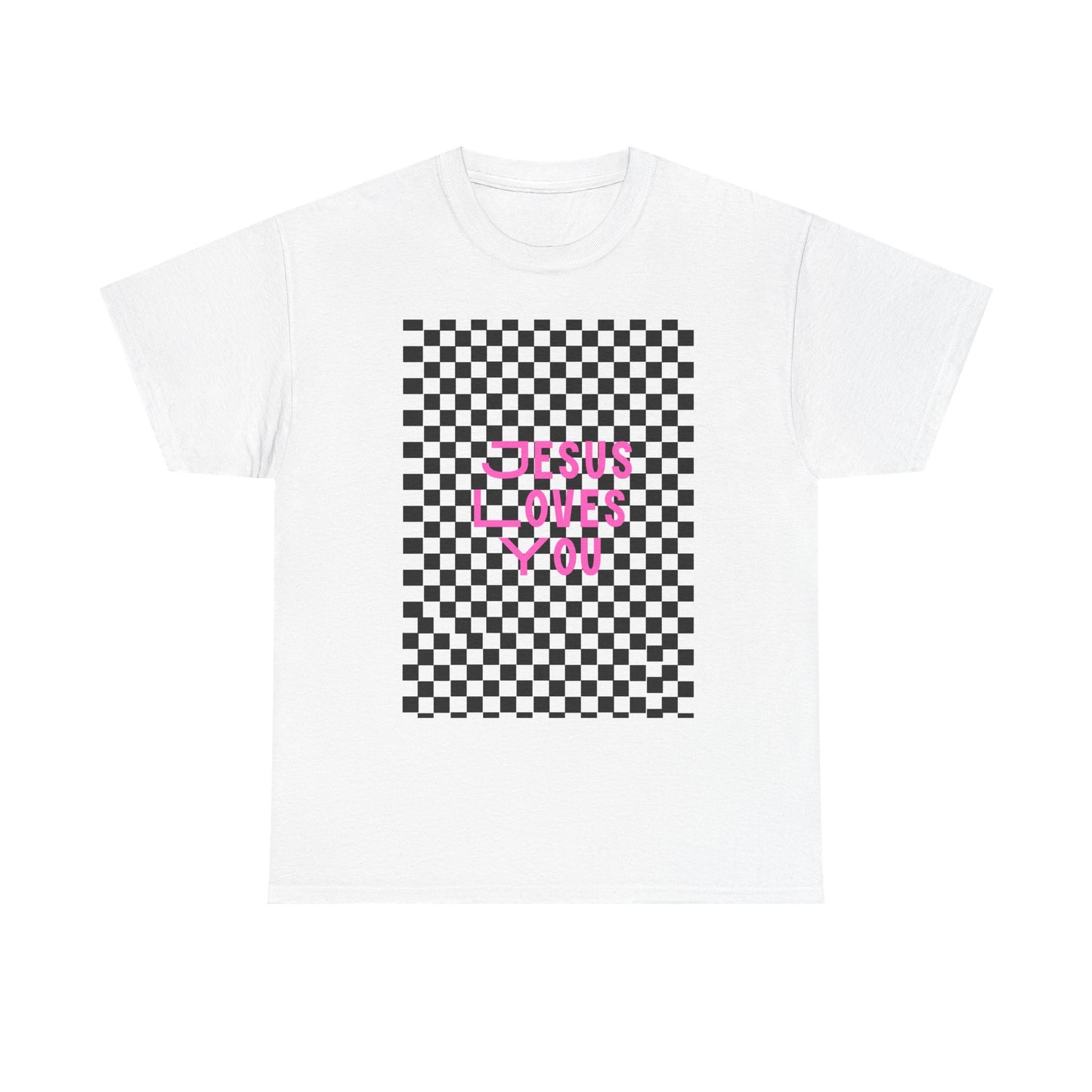 Chic Checkerboard Tee - Trendy Unisex Heavy Cotton Shirt, Casual Wear, Gift for Her, Stylish Outfit, Everyday Fashion