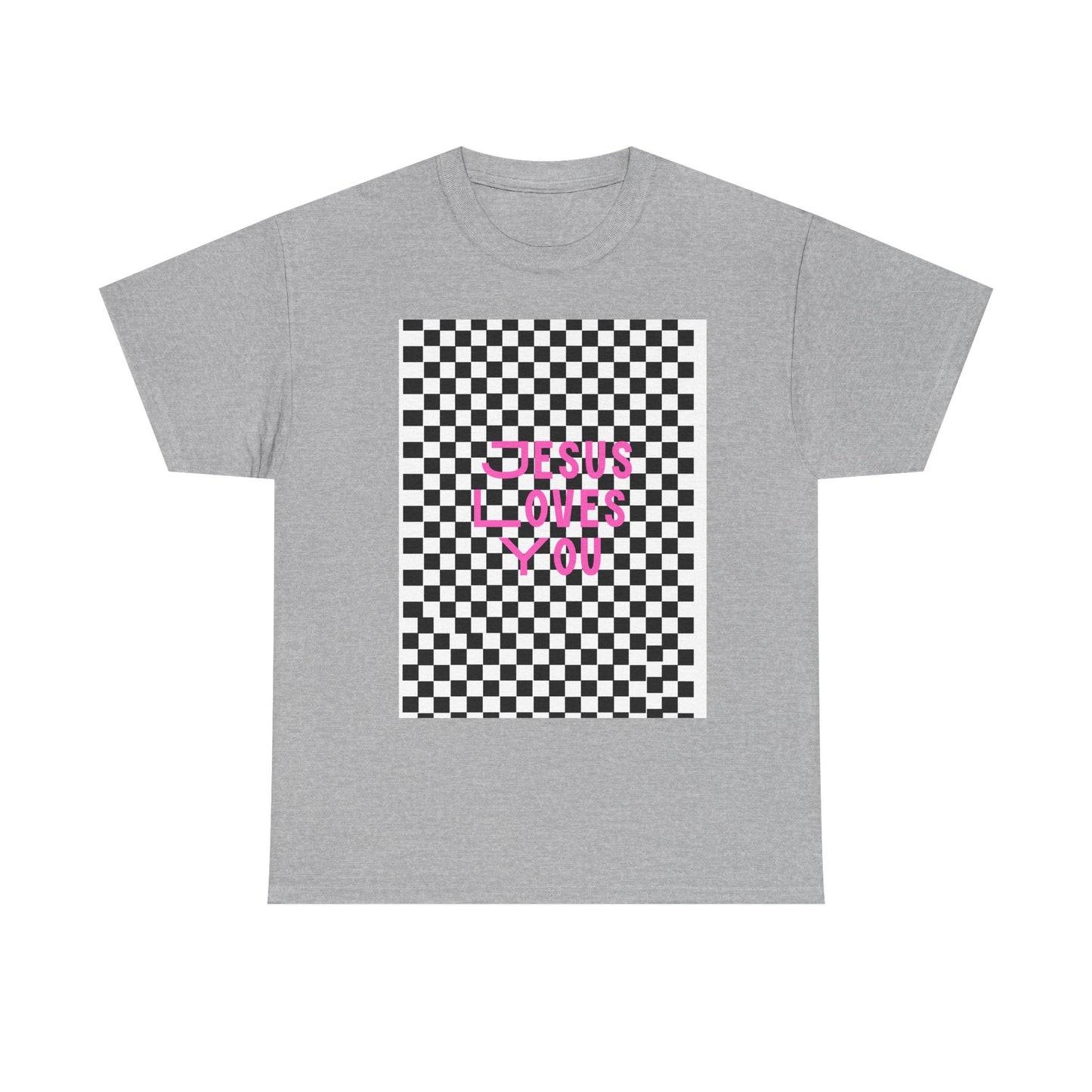 Chic Checkerboard Tee - Trendy Unisex Heavy Cotton Shirt, Casual Wear, Gift for Her, Stylish Outfit, Everyday Fashion