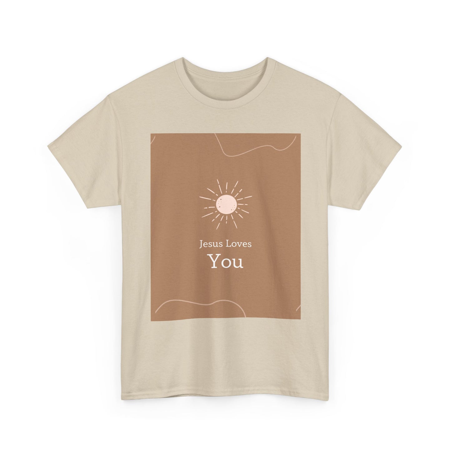 Unisex Heavy Cotton Tee - "Jesus Loves You" Inspirational Tee, Perfect for Everyday Wear, Gifts, Faith-Based Events, Summer Outings