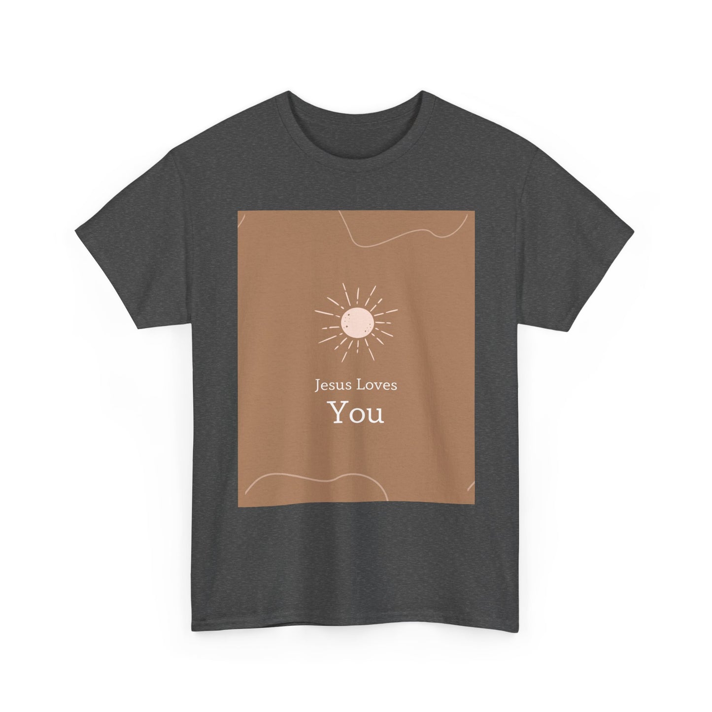 Unisex Heavy Cotton Tee - "Jesus Loves You" Inspirational Tee, Perfect for Everyday Wear, Gifts, Faith-Based Events, Summer Outings