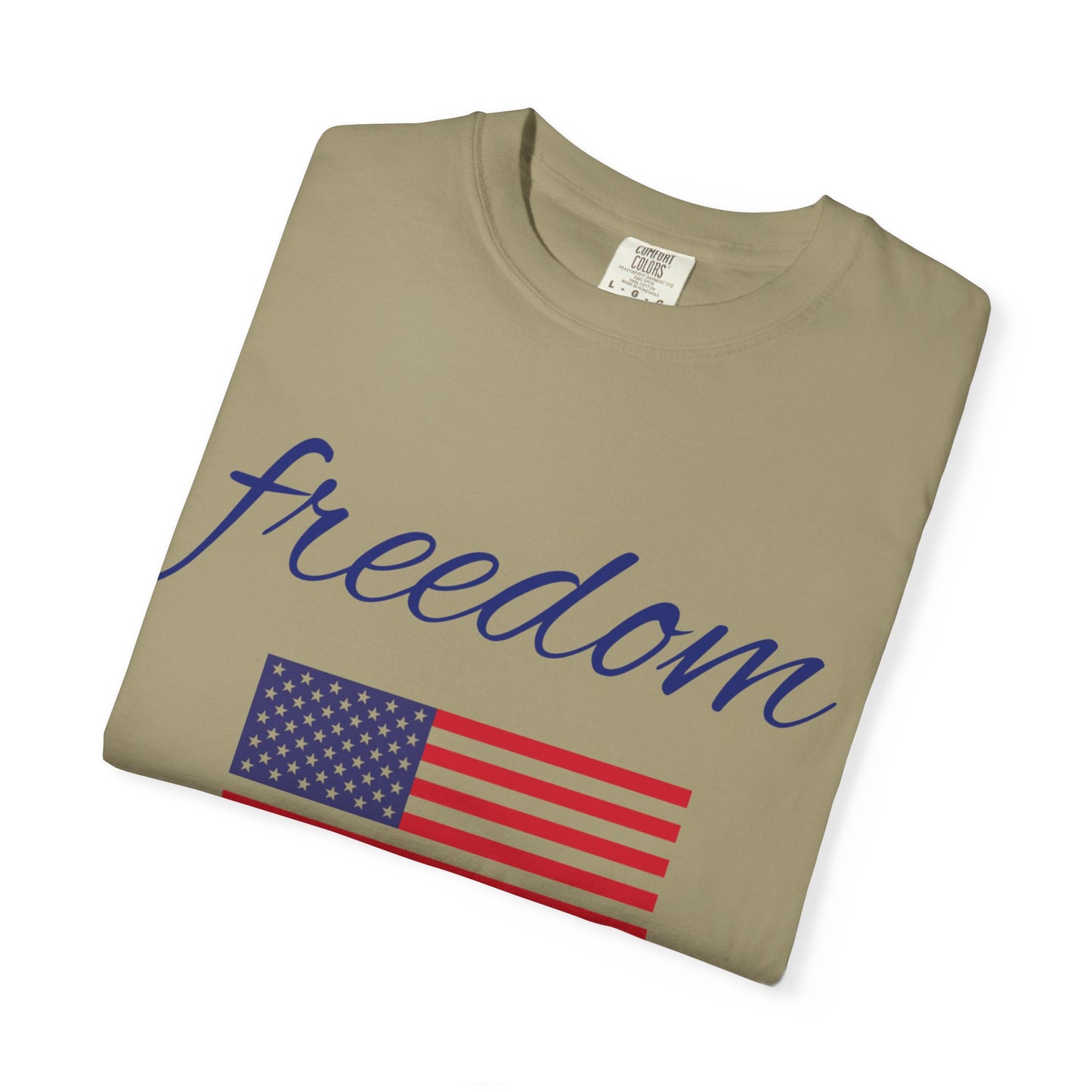 Freedom Unisex Garment-Dyed T-Shirt with American Flag Design