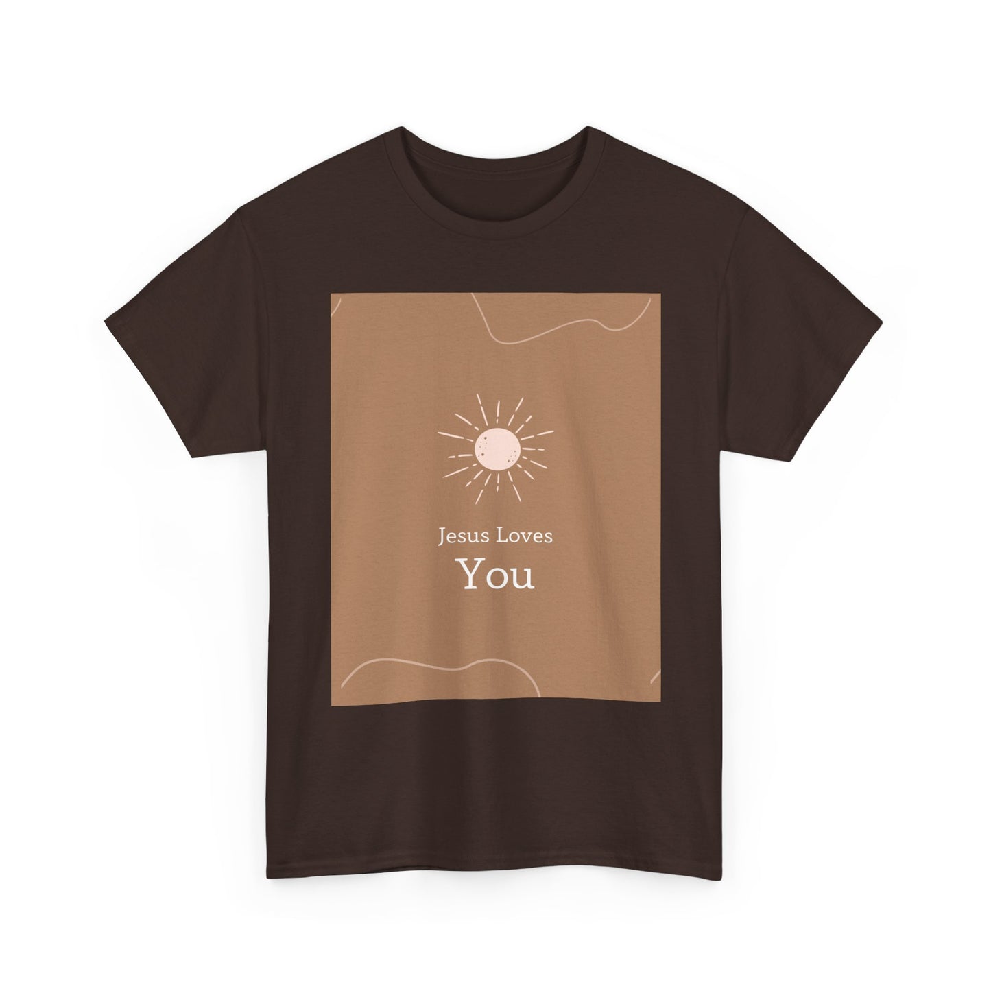 Unisex Heavy Cotton Tee - "Jesus Loves You" Inspirational Tee, Perfect for Everyday Wear, Gifts, Faith-Based Events, Summer Outings