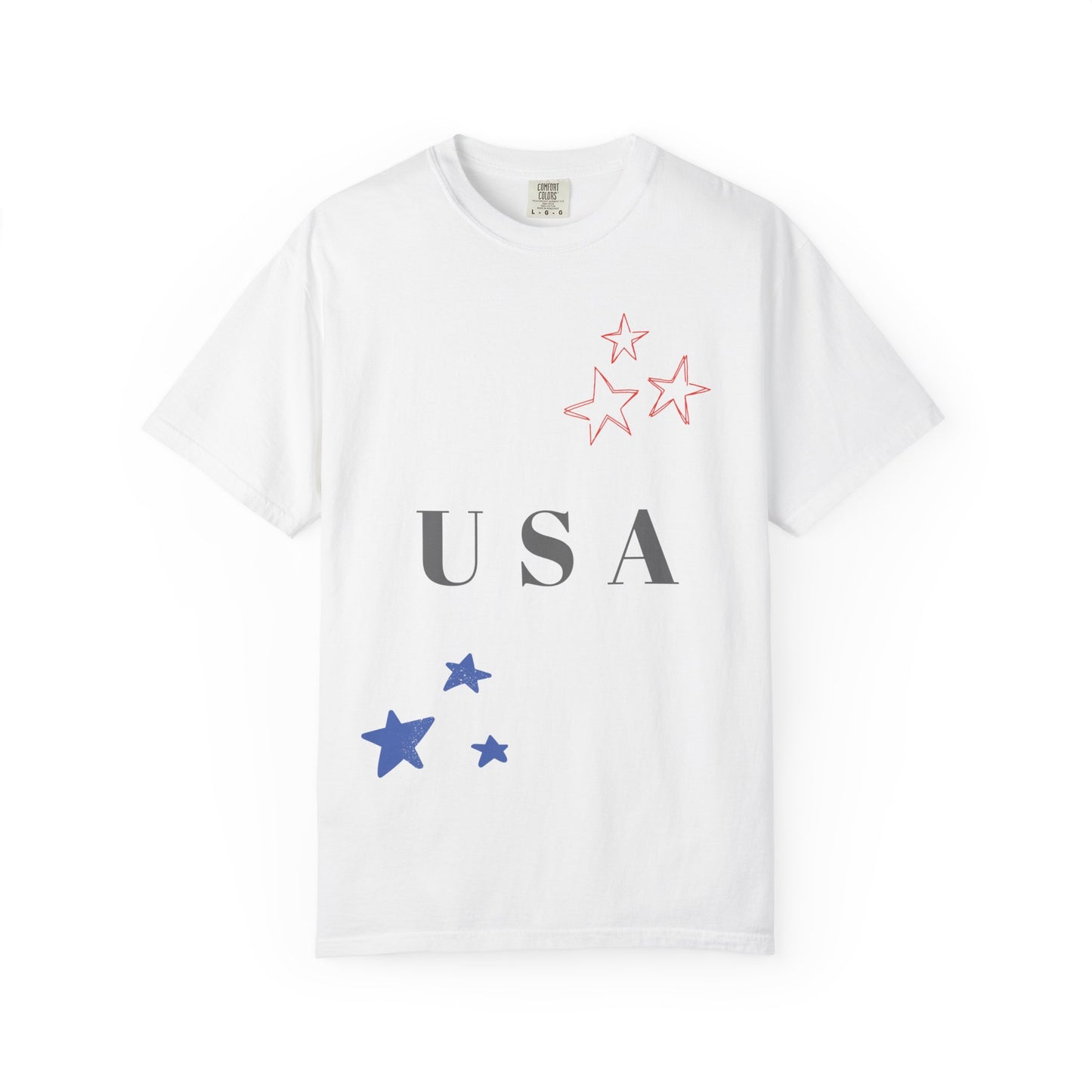Patriotic Unisex Garment-Dyed T-Shirt - USA Stars Design