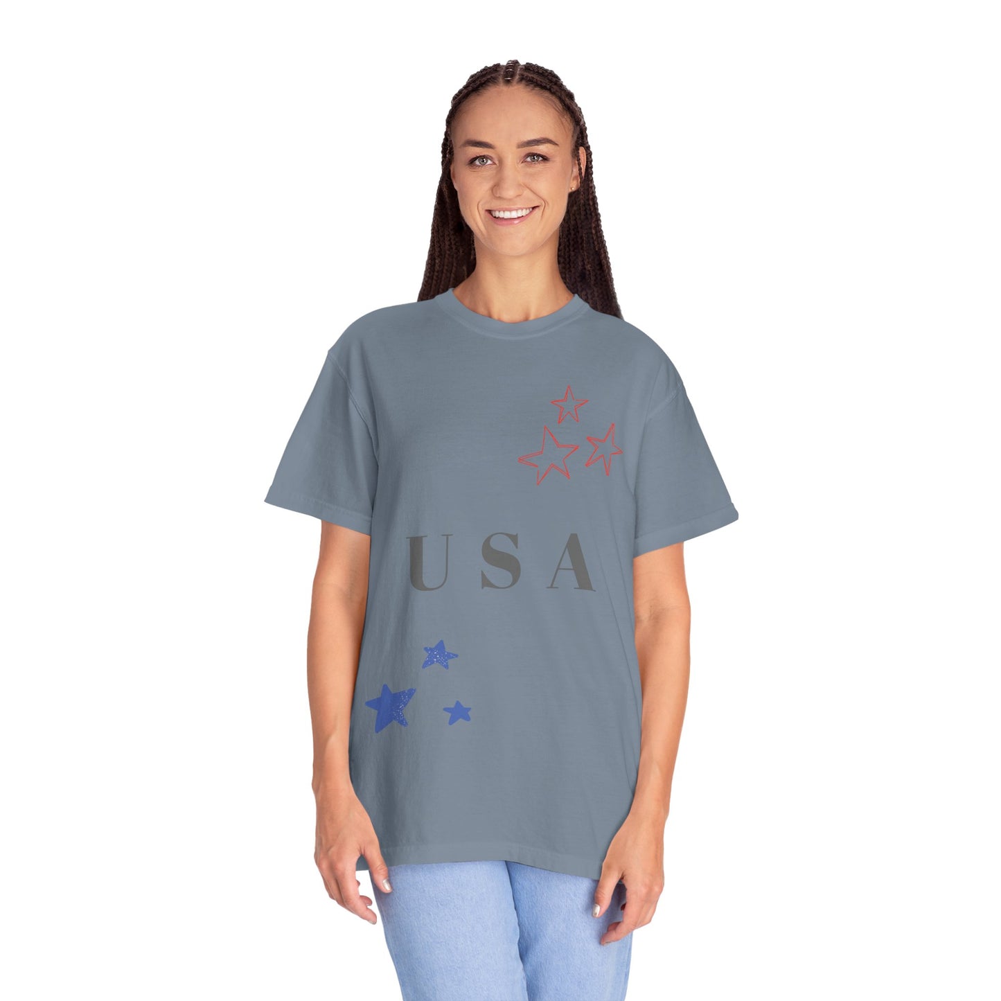 Patriotic Unisex Garment-Dyed T-Shirt - USA Stars Design