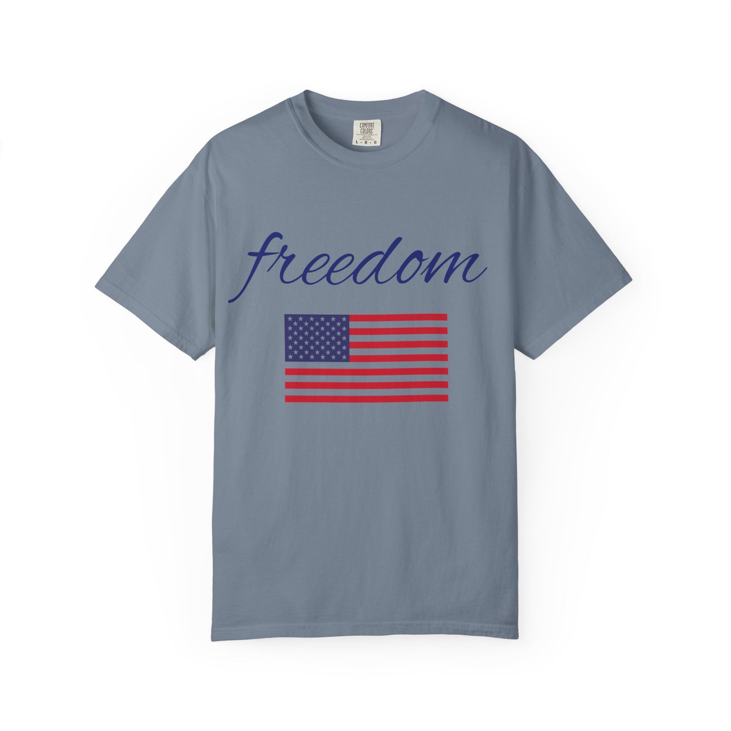 Freedom Unisex Garment-Dyed T-Shirt with American Flag Design
