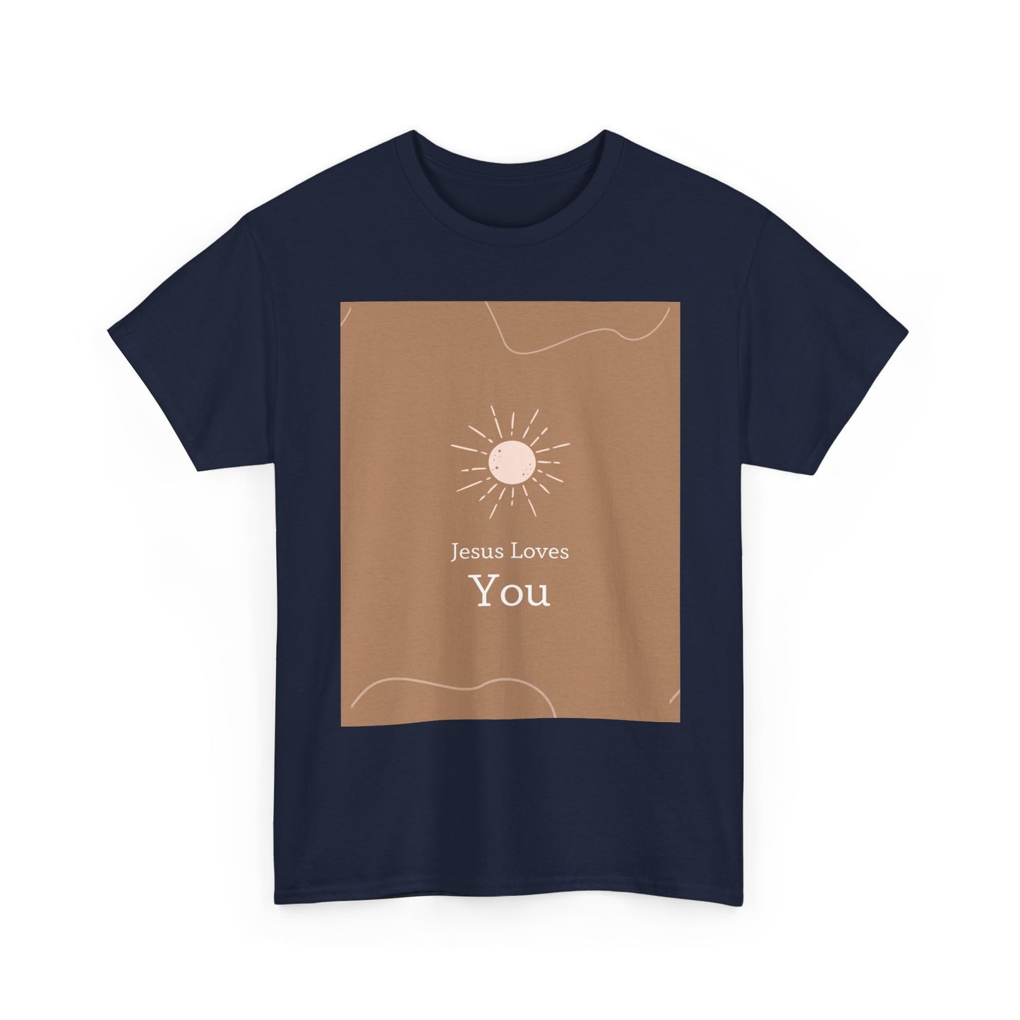 Unisex Heavy Cotton Tee - "Jesus Loves You" Inspirational Tee, Perfect for Everyday Wear, Gifts, Faith-Based Events, Summer Outings