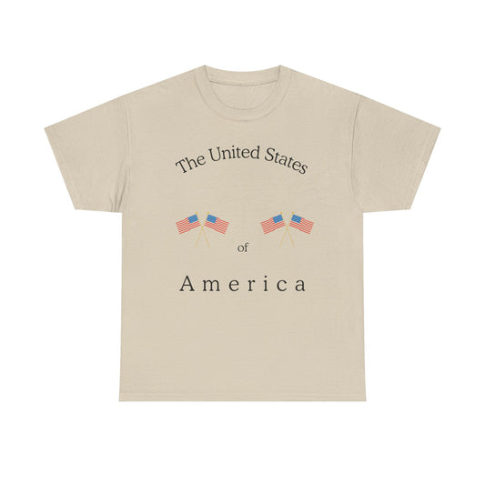 Patriotic Heavy Cotton Tee – USA Flag Design