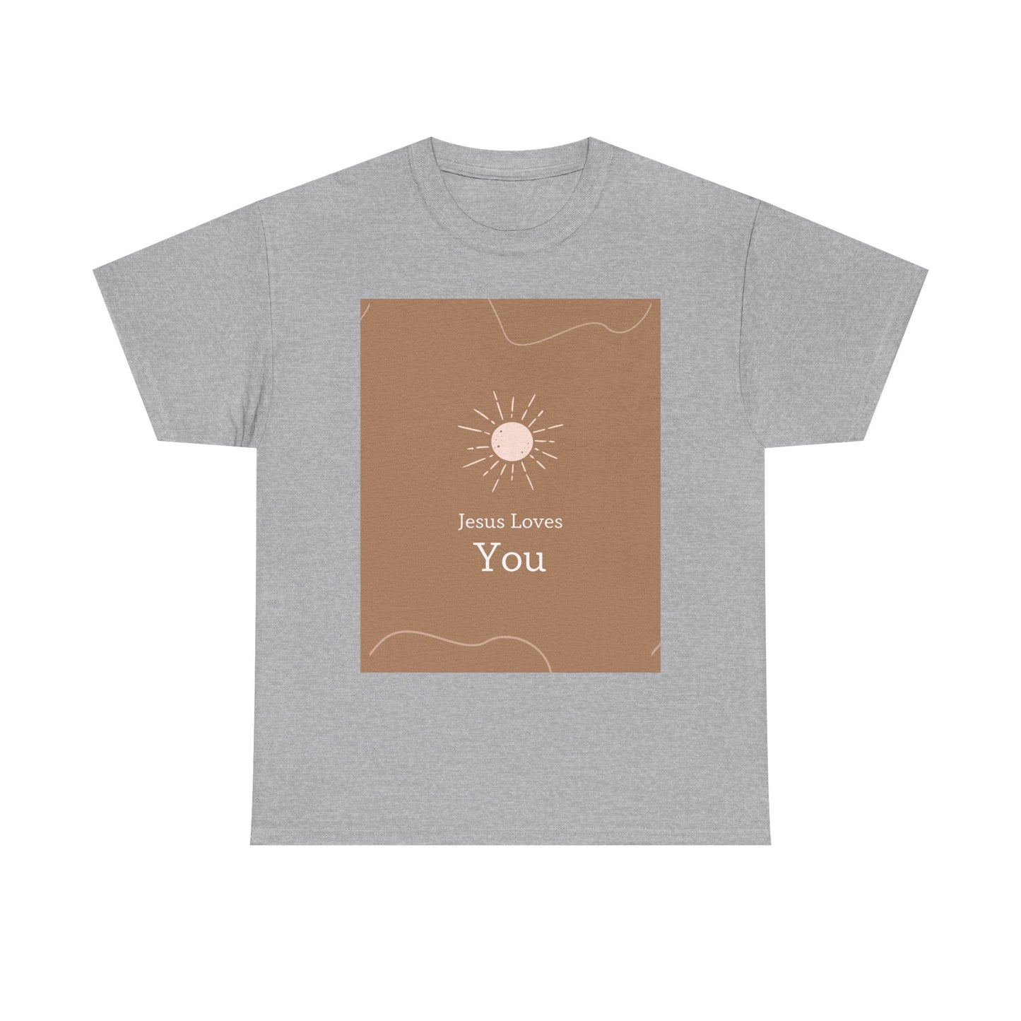 Unisex Heavy Cotton Tee - "Jesus Loves You" Inspirational Tee, Perfect for Everyday Wear, Gifts, Faith-Based Events, Summer Outings