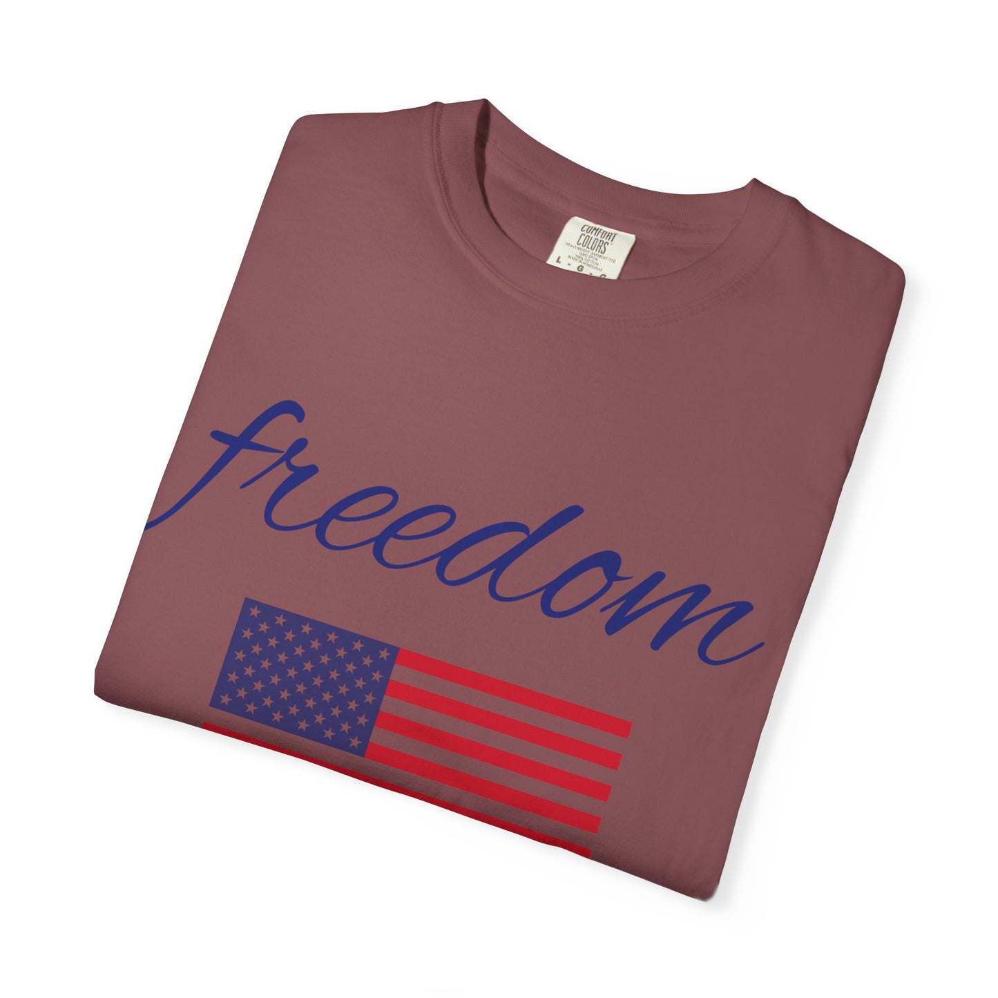 Freedom Unisex Garment-Dyed T-Shirt with American Flag Design