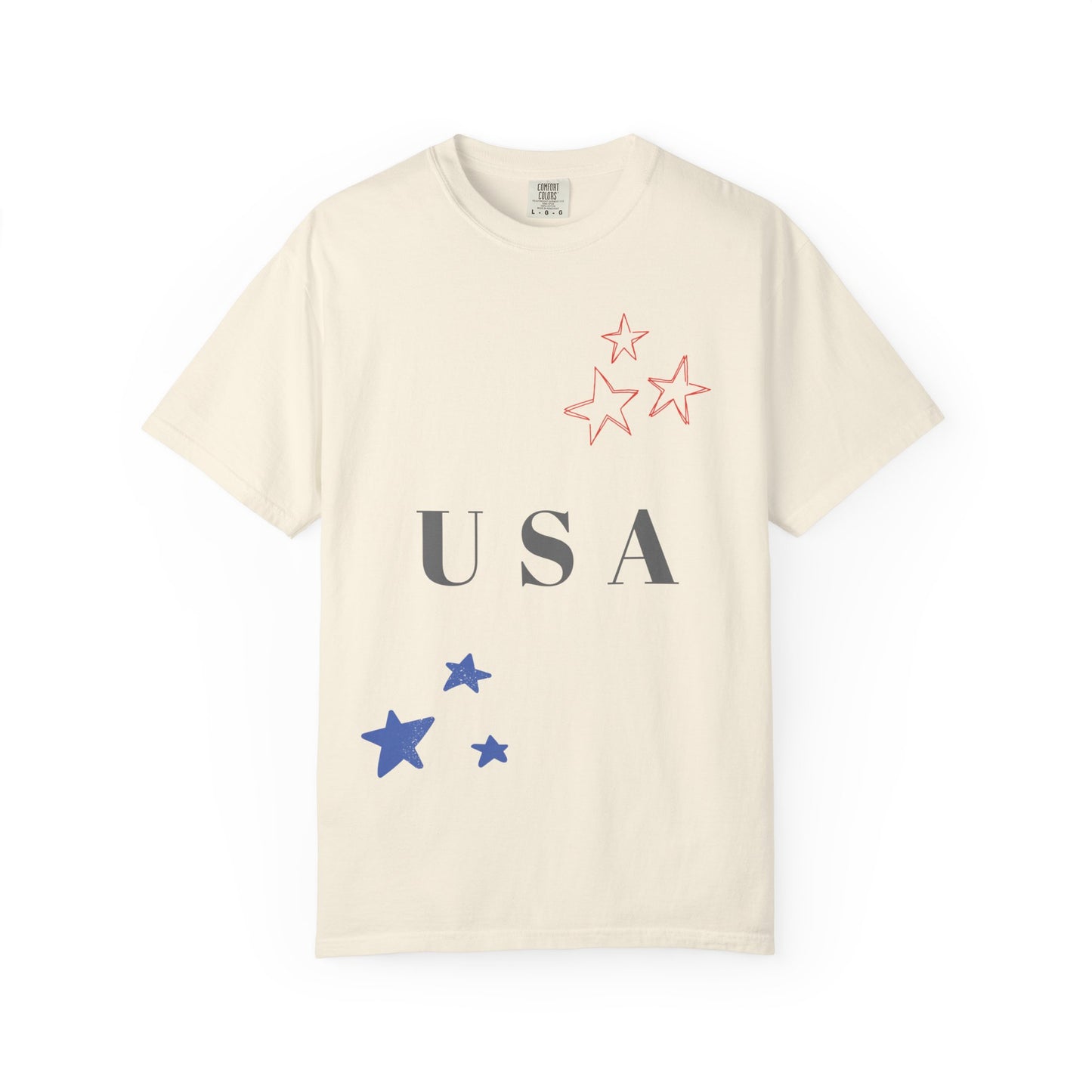 Patriotic Unisex Garment-Dyed T-Shirt - USA Stars Design