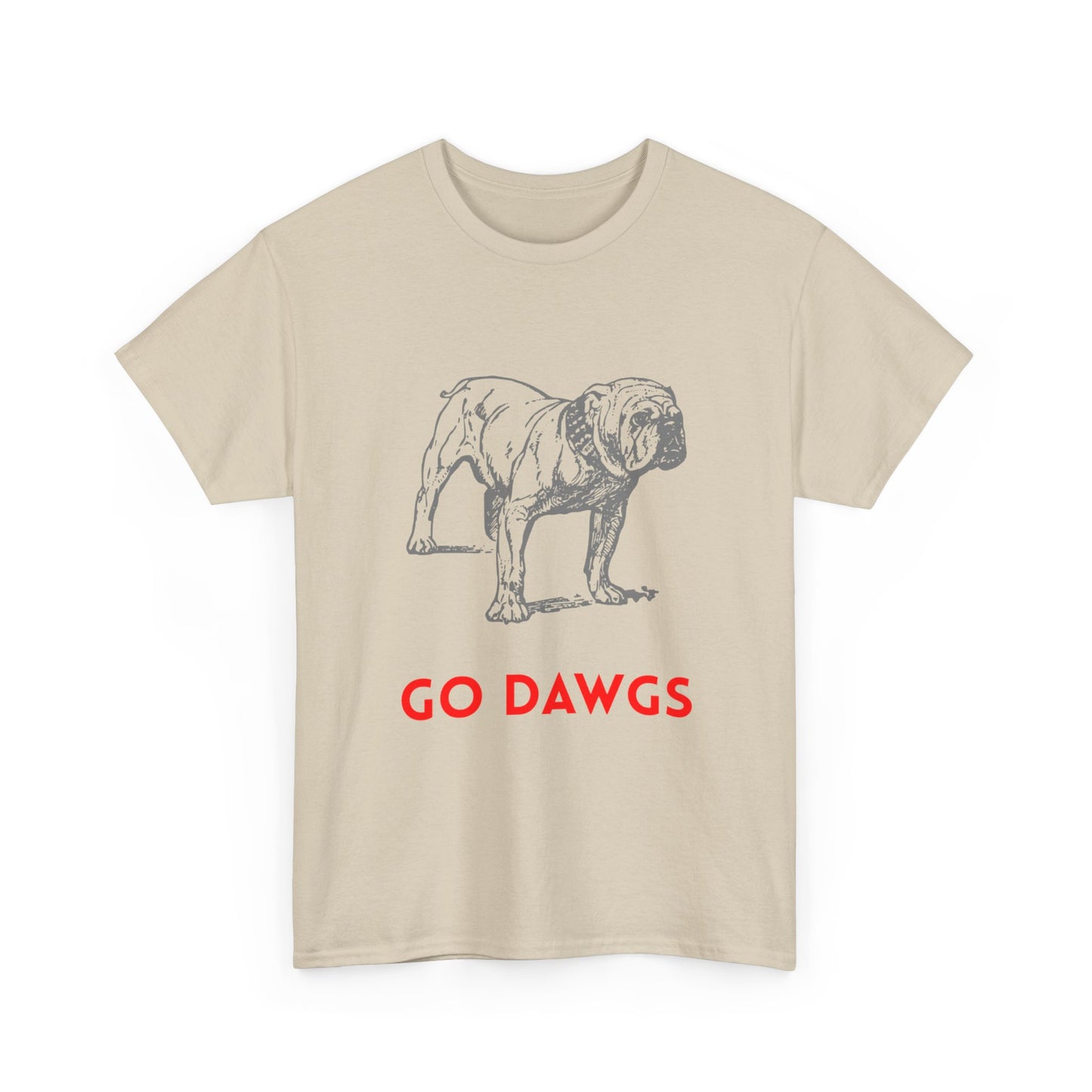 Unisex Heavy Cotton Tee - Go Dawgs Bulldog Design, Dog Lover Gift, College Apparel, Casual Wear, Sports Fan Gear