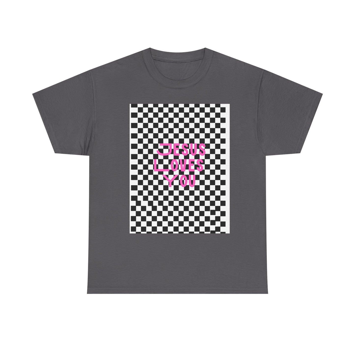 Chic Checkerboard Tee - Trendy Unisex Heavy Cotton Shirt, Casual Wear, Gift for Her, Stylish Outfit, Everyday Fashion