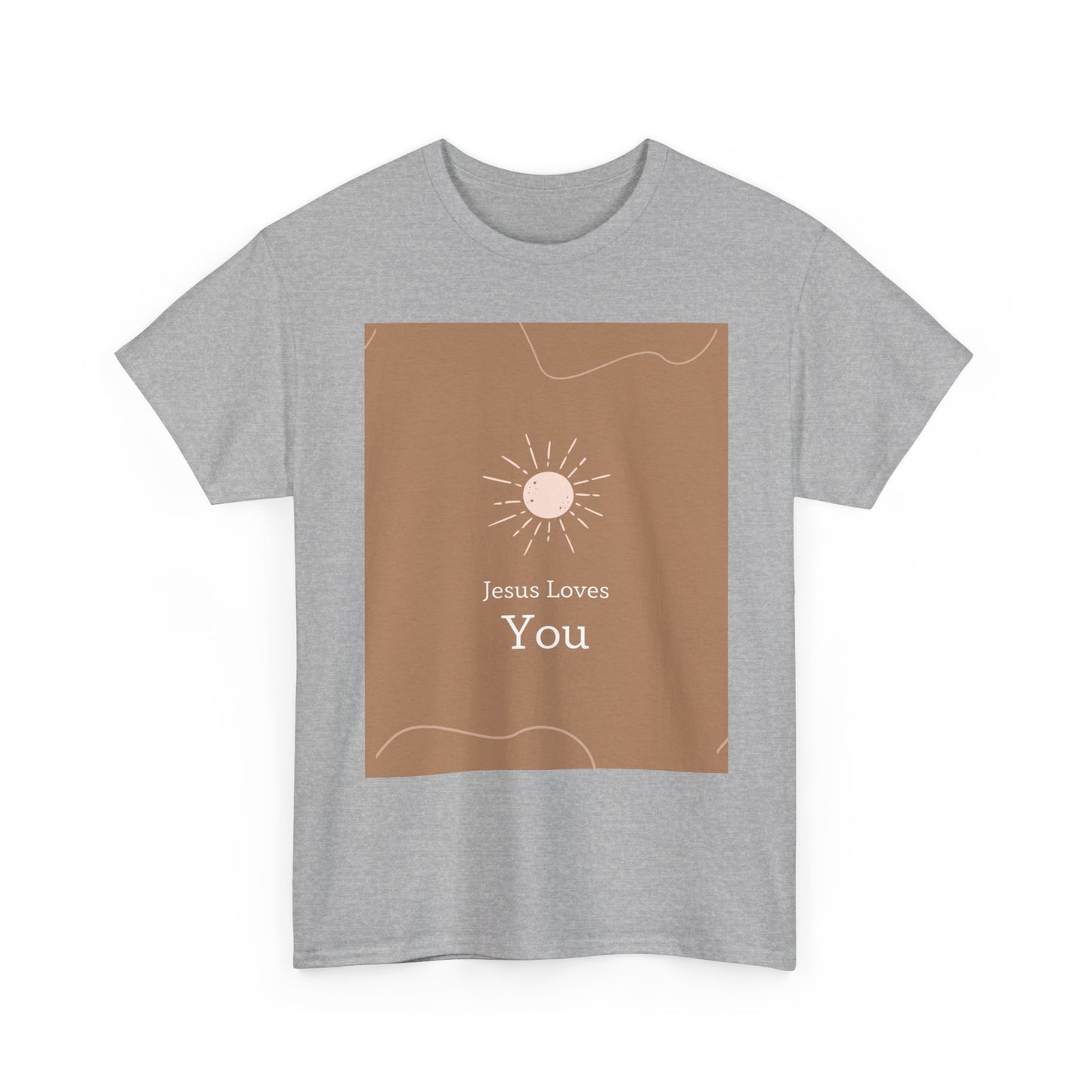 Unisex Heavy Cotton Tee - "Jesus Loves You" Inspirational Tee, Perfect for Everyday Wear, Gifts, Faith-Based Events, Summer Outings