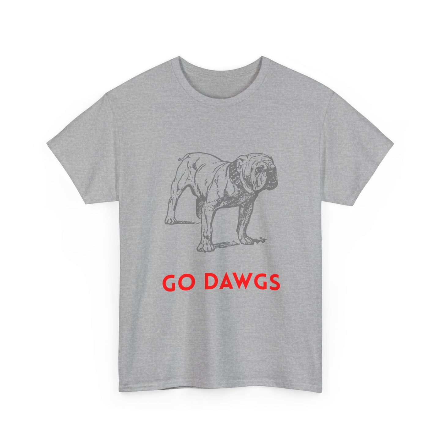 Unisex Heavy Cotton Tee - Go Dawgs Bulldog Design, Dog Lover Gift, College Apparel, Casual Wear, Sports Fan Gear