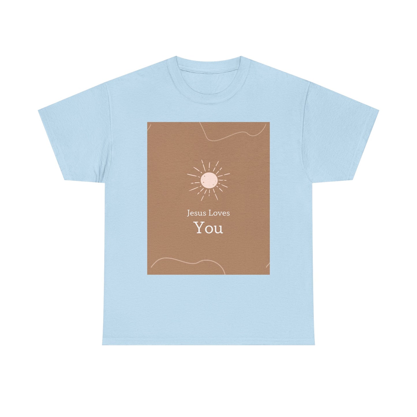 Unisex Heavy Cotton Tee - "Jesus Loves You" Inspirational Tee, Perfect for Everyday Wear, Gifts, Faith-Based Events, Summer Outings