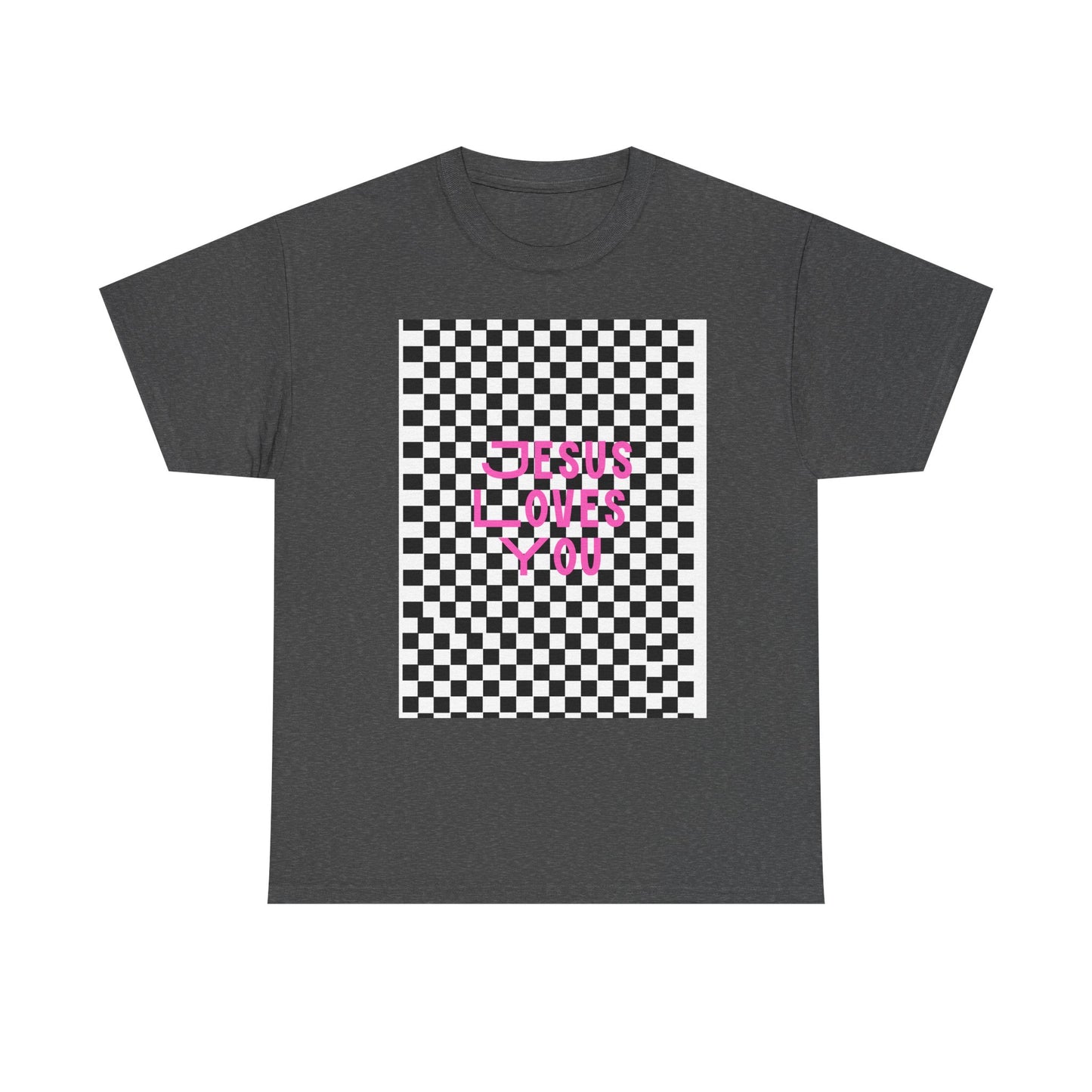 Chic Checkerboard Tee - Trendy Unisex Heavy Cotton Shirt, Casual Wear, Gift for Her, Stylish Outfit, Everyday Fashion
