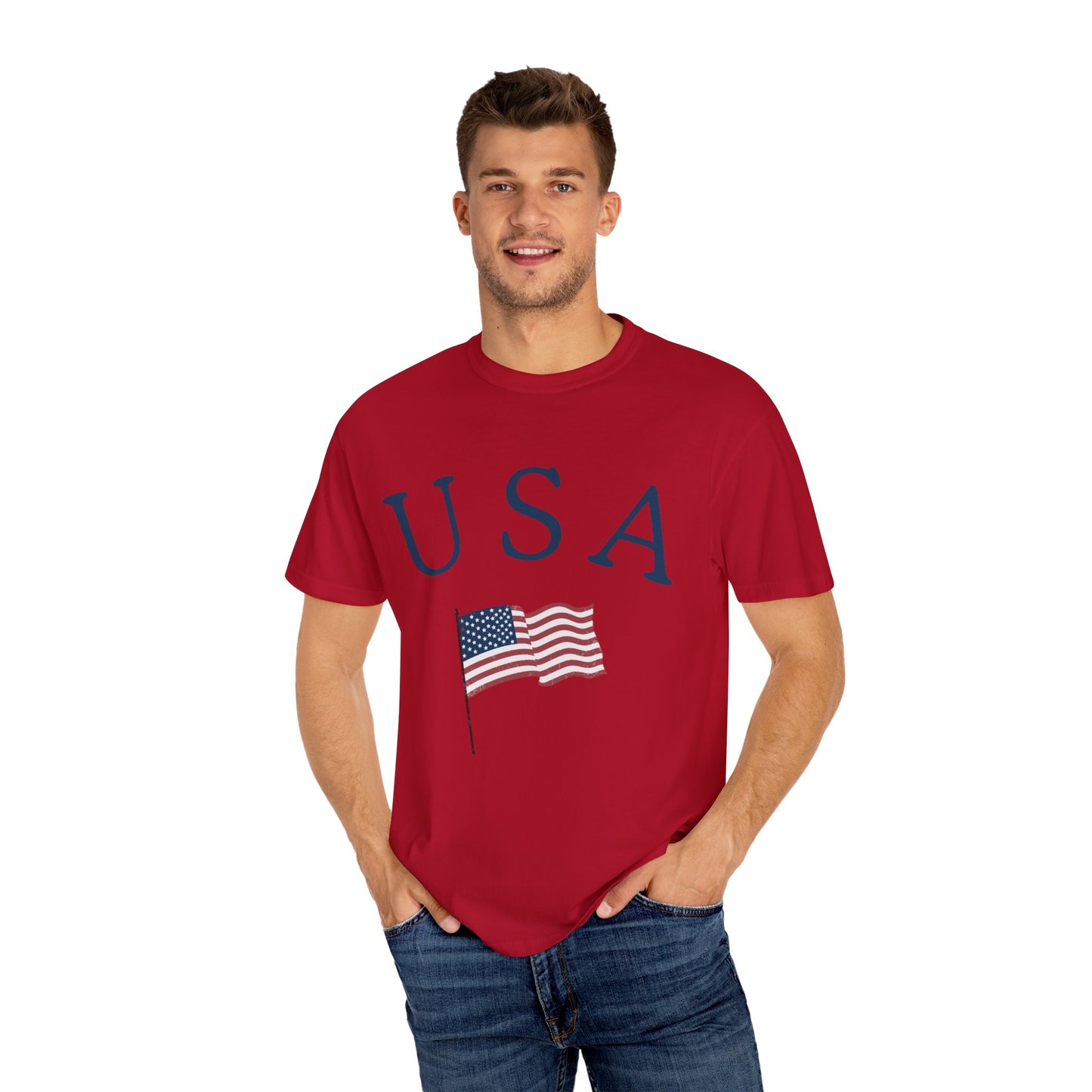 USA Flag Unisex Garment-Dyed T-Shirt