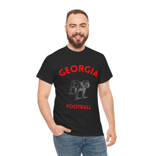 Georgia Football Unisex Heavy Cotton Tee, Casual Sports Tee, Football Game Shirt, Gift for Fans, Georgia Bulldogs Apparel