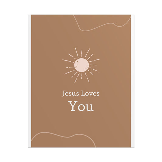Inspirational Wall Art Poster, Jesus Loves You Decor, Positive Vibes, Faith-Based Gift, Uplifting Home Decor