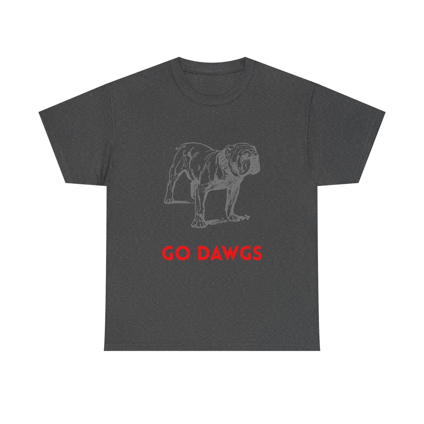 Unisex Heavy Cotton Tee - Go Dawgs Bulldog Design, Dog Lover Gift, College Apparel, Casual Wear, Sports Fan Gear