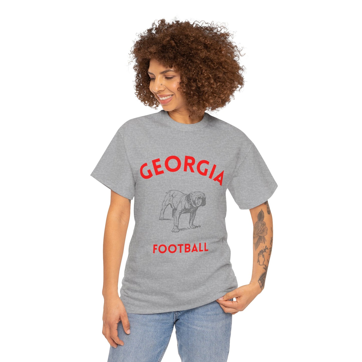 Georgia Football Unisex Heavy Cotton Tee, Casual Sports Tee, Football Game Shirt, Gift for Fans, Georgia Bulldogs Apparel
