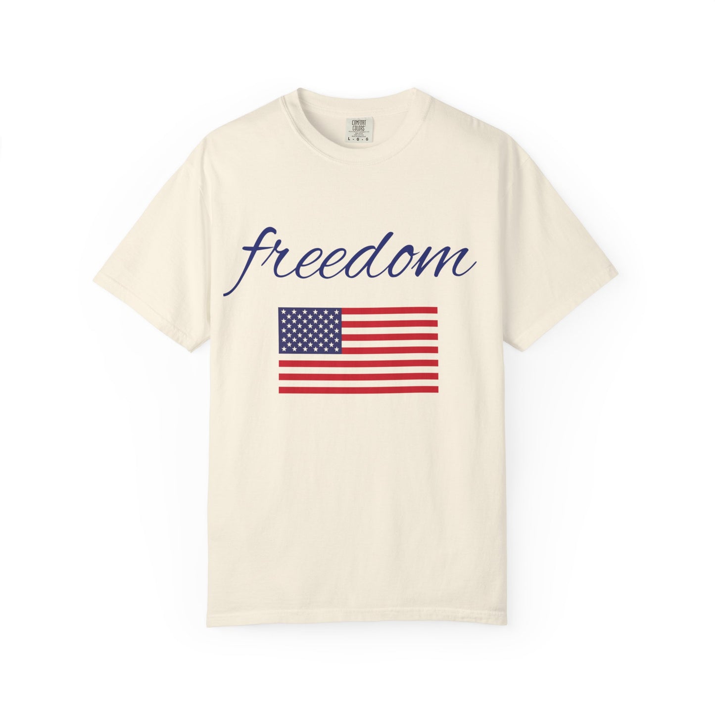 Freedom Unisex Garment-Dyed T-Shirt with American Flag Design