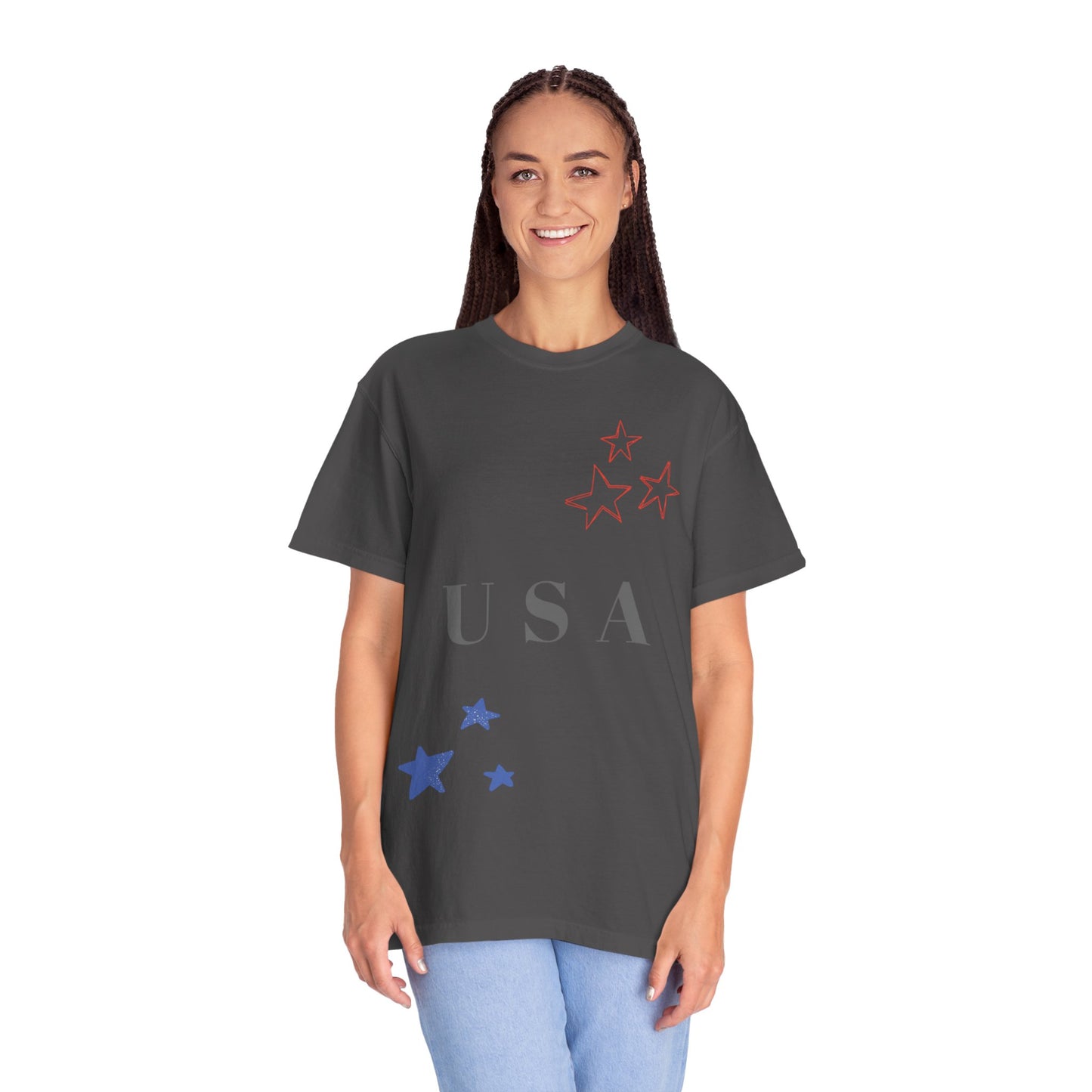 Patriotic Unisex Garment-Dyed T-Shirt - USA Stars Design