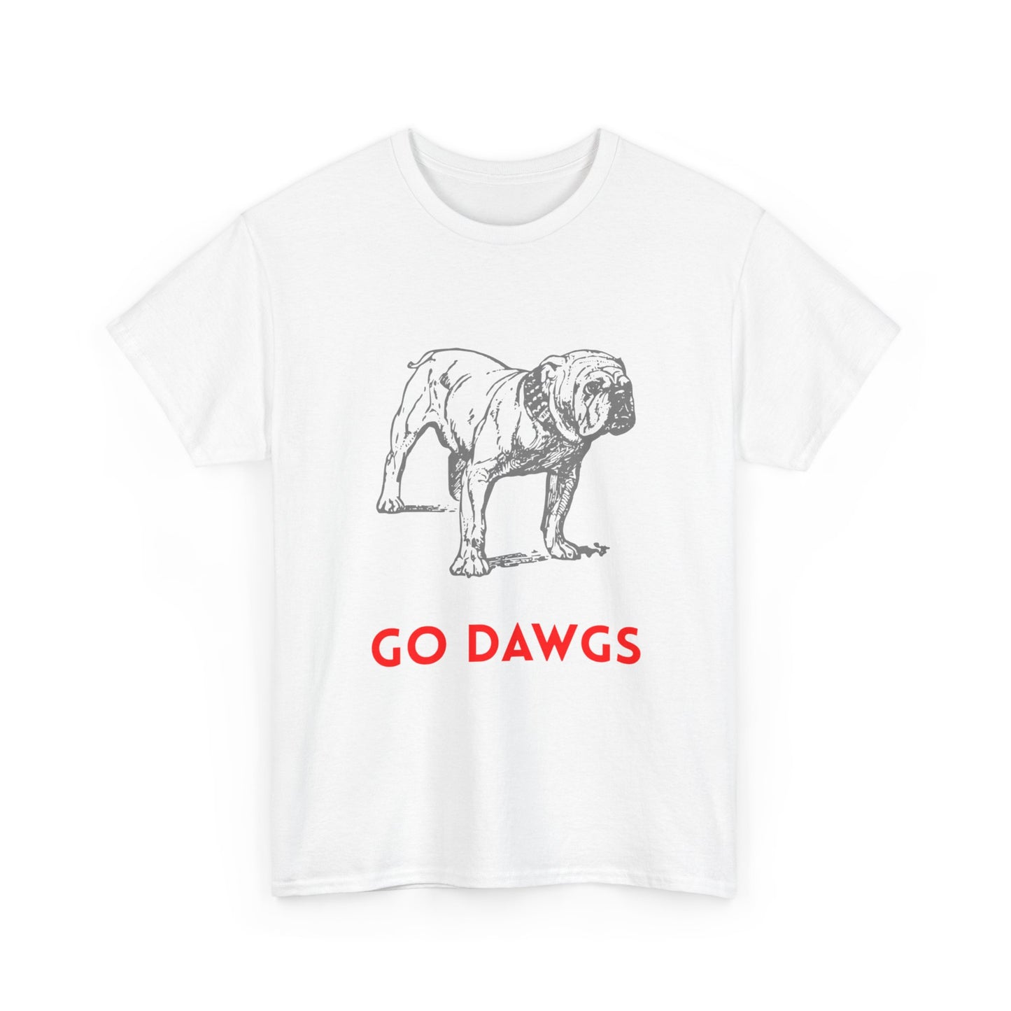 Unisex Heavy Cotton Tee - Go Dawgs Bulldog Design, Dog Lover Gift, College Apparel, Casual Wear, Sports Fan Gear