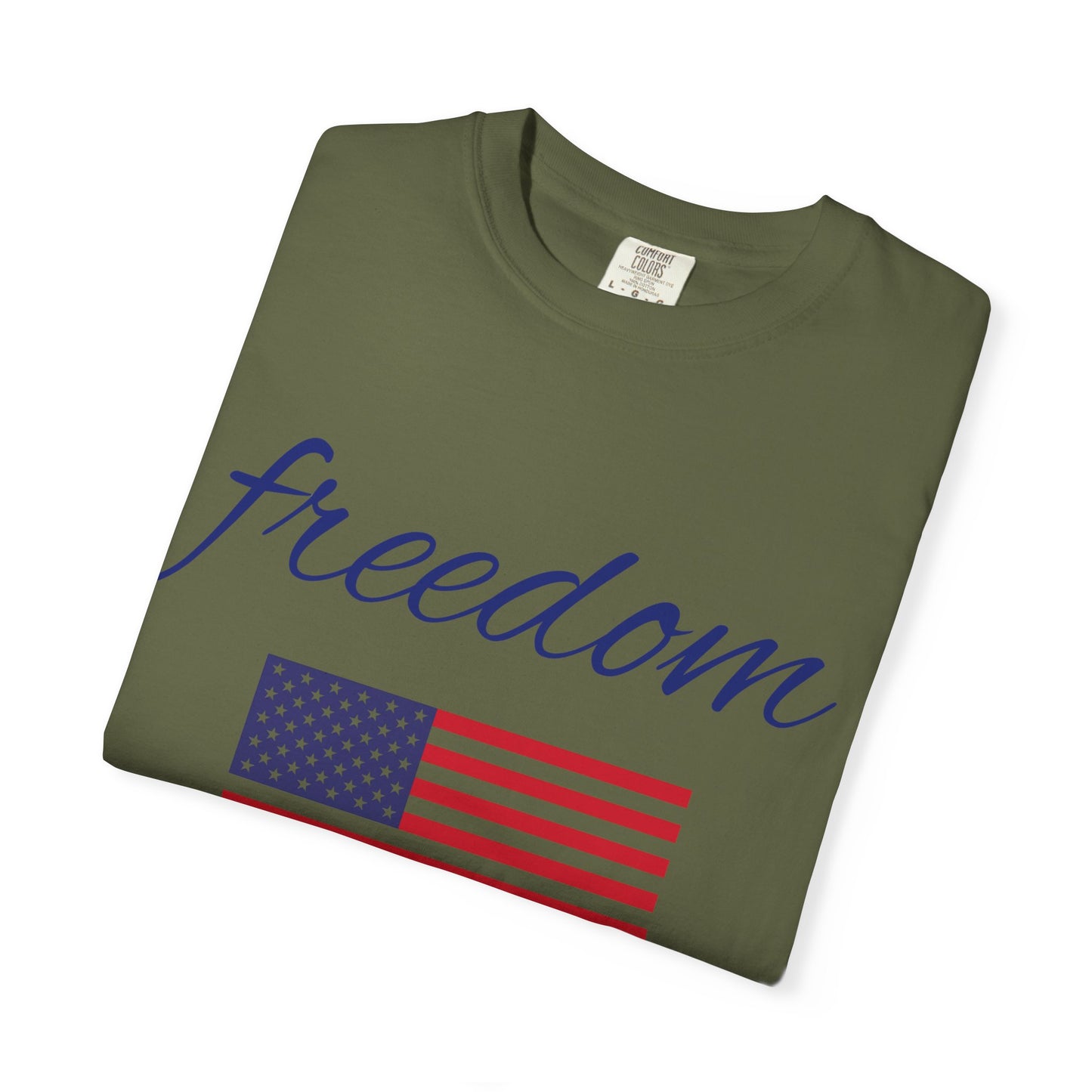 Freedom Unisex Garment-Dyed T-Shirt with American Flag Design