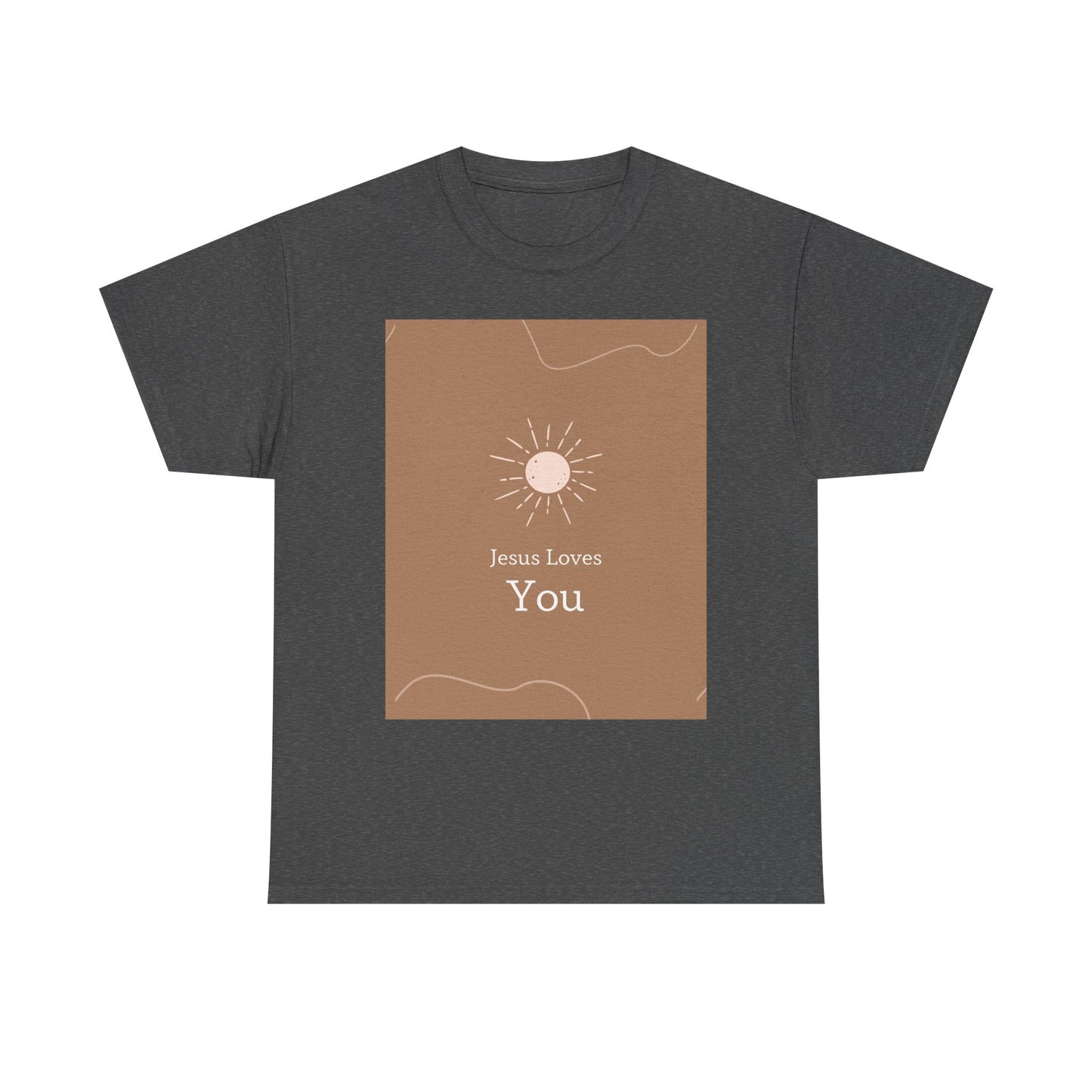 Unisex Heavy Cotton Tee - "Jesus Loves You" Inspirational Tee, Perfect for Everyday Wear, Gifts, Faith-Based Events, Summer Outings