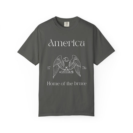 Vintage America T-Shirt - Home of the Brave - Unisex Garment-Dyed Tees