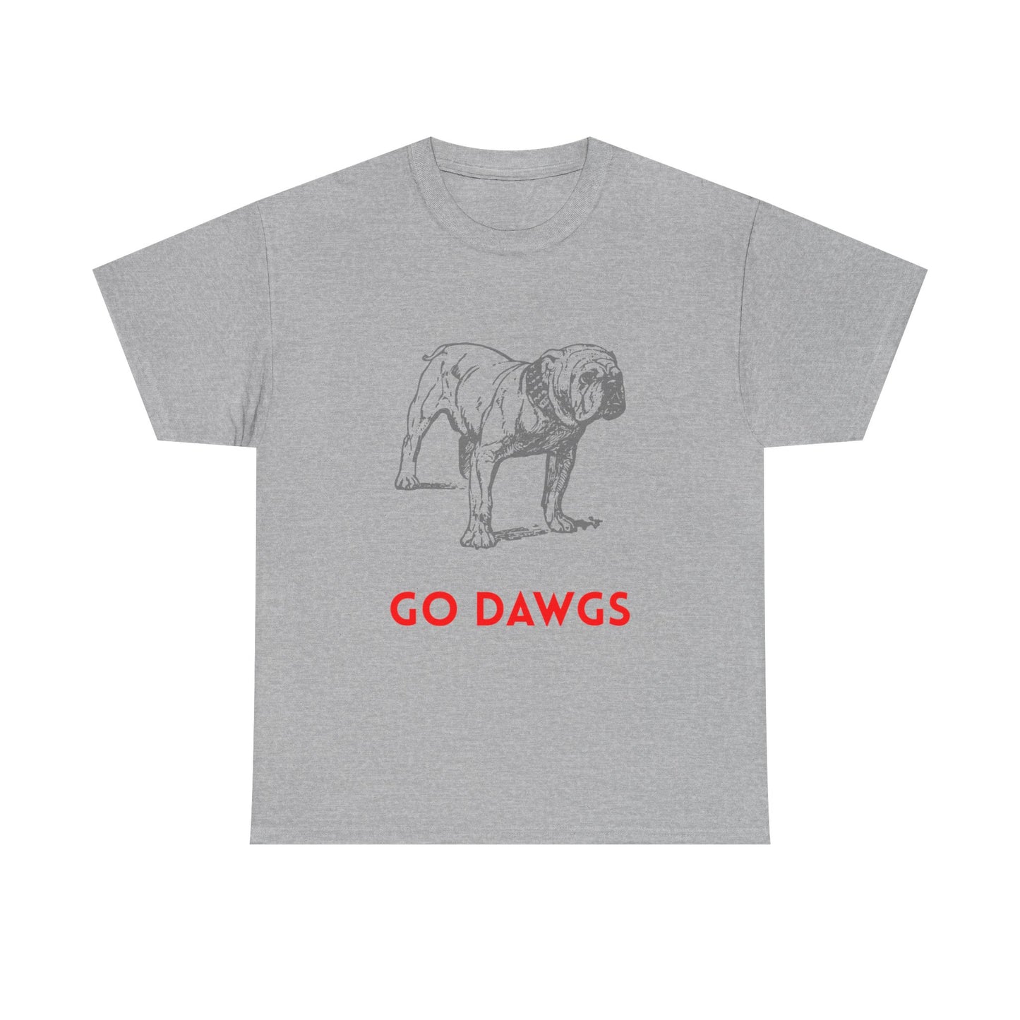 Unisex Heavy Cotton Tee - Go Dawgs Bulldog Design, Dog Lover Gift, College Apparel, Casual Wear, Sports Fan Gear