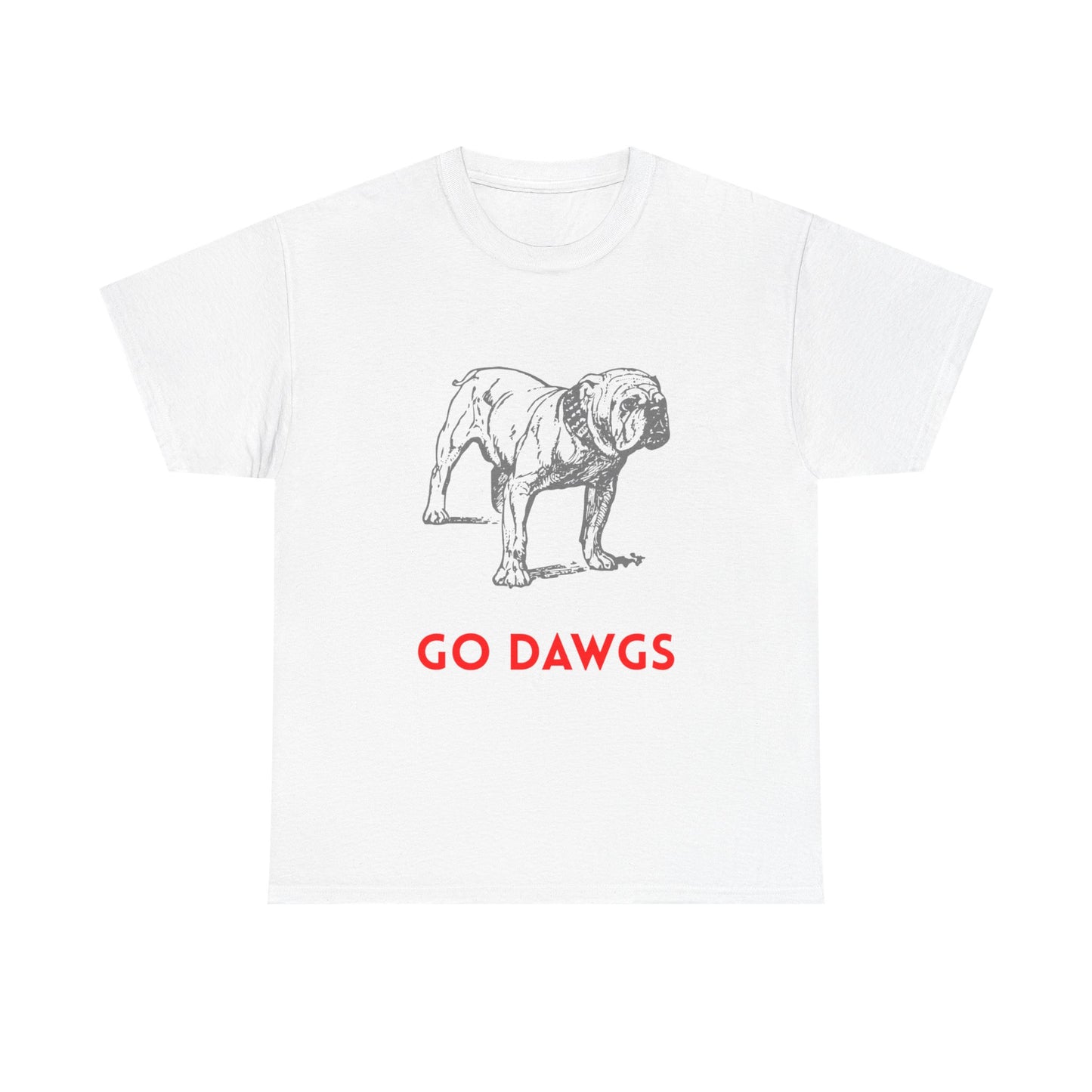 Unisex Heavy Cotton Tee - Go Dawgs Bulldog Design, Dog Lover Gift, College Apparel, Casual Wear, Sports Fan Gear