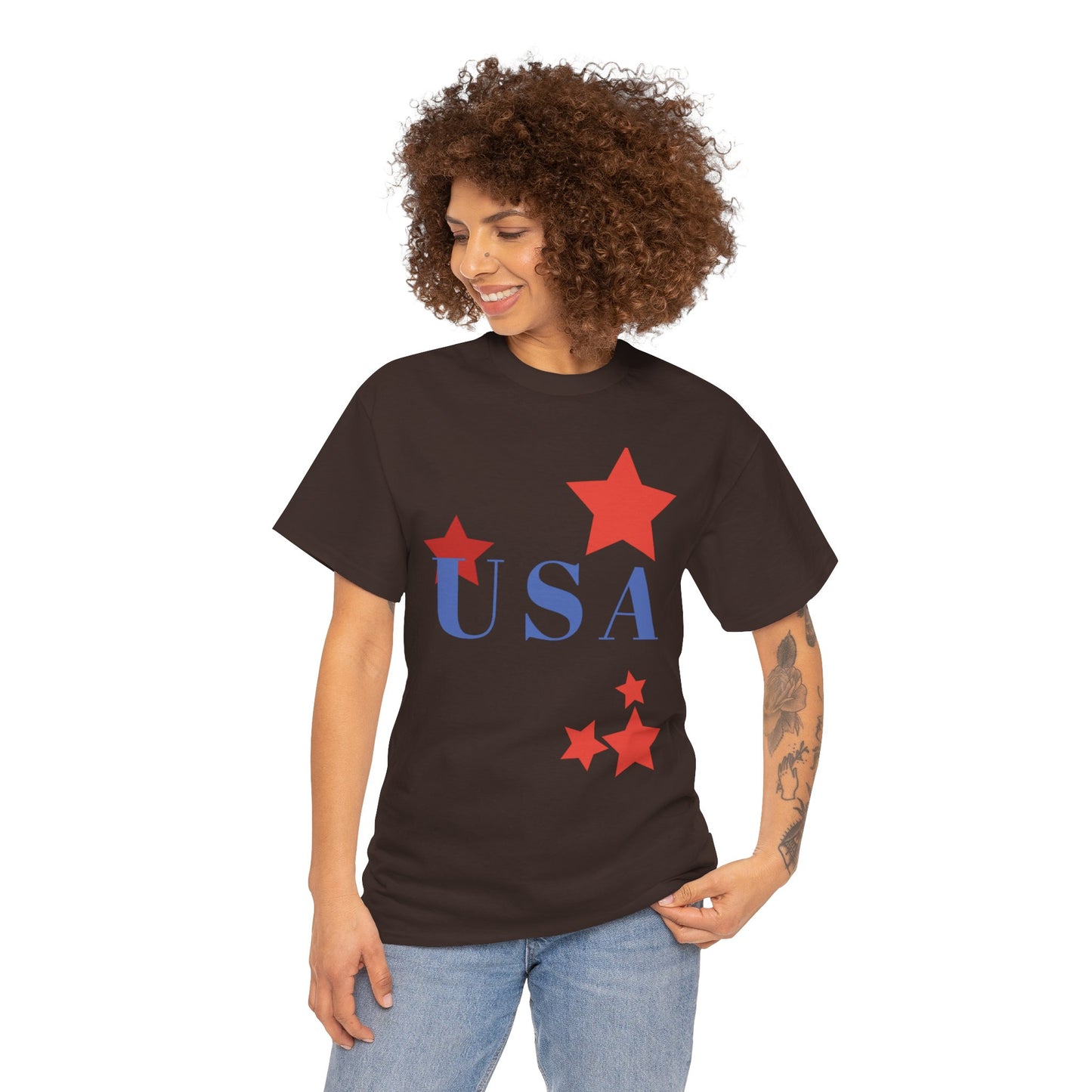 Celebrate Freedom Unisex Heavy Cotton Tee - USA Stars Design
