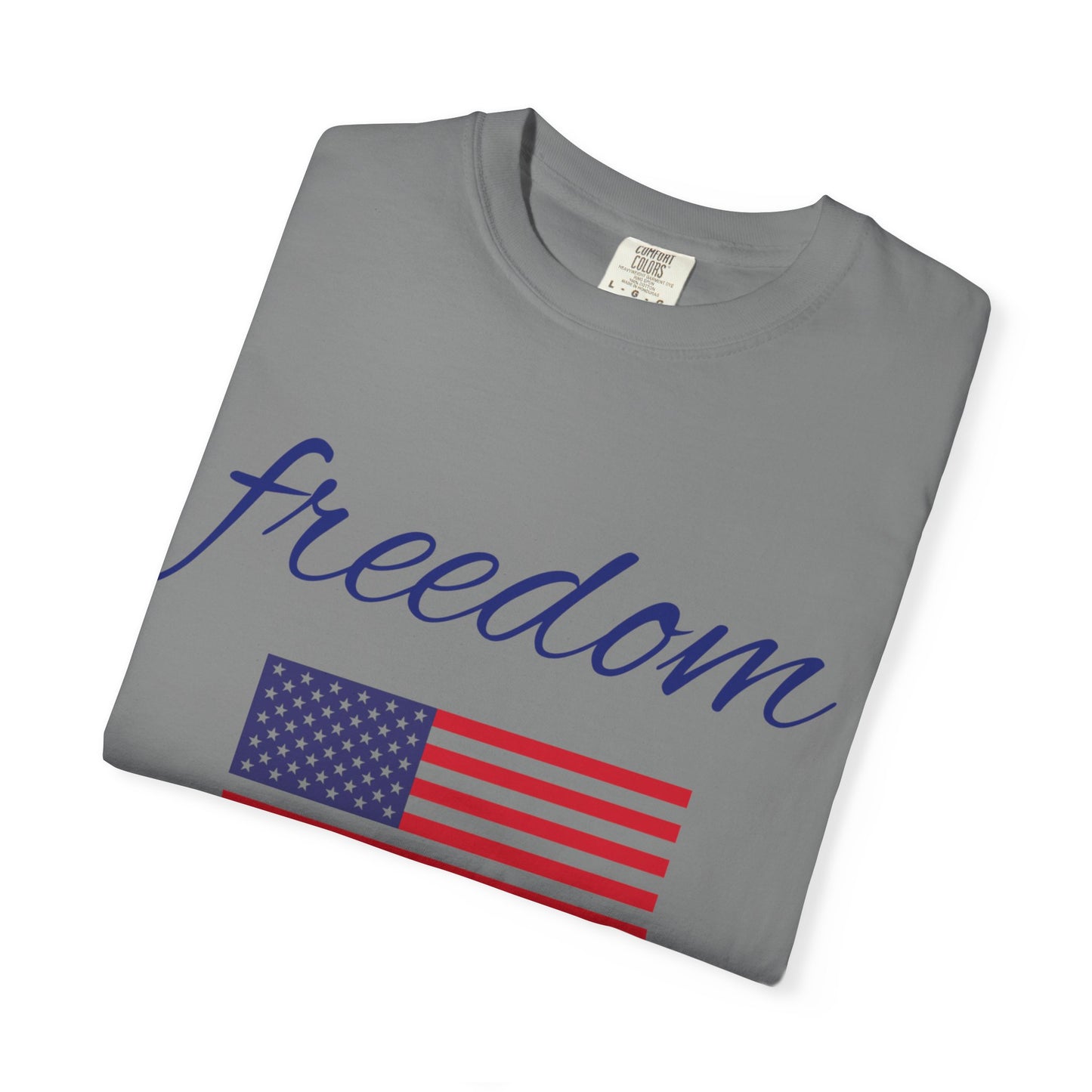 Freedom Unisex Garment-Dyed T-Shirt with American Flag Design