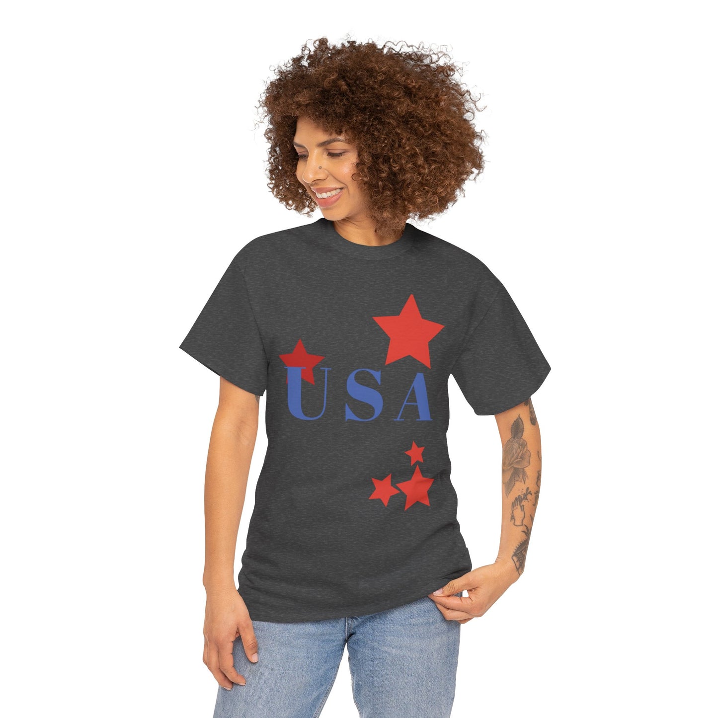 Celebrate Freedom Unisex Heavy Cotton Tee - USA Stars Design