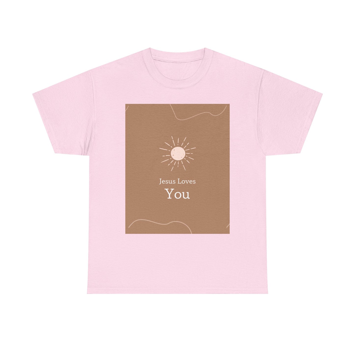 Unisex Heavy Cotton Tee - "Jesus Loves You" Inspirational Tee, Perfect for Everyday Wear, Gifts, Faith-Based Events, Summer Outings