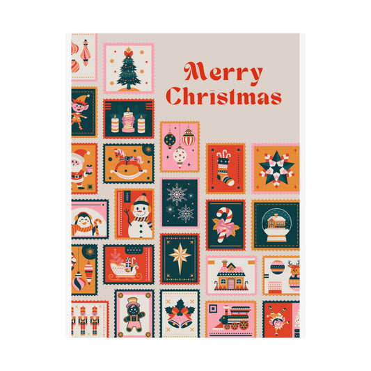 Merry Christmas Satin Posters, Holiday Wall Art, Festive Decor, Vintage Christmas Prints, Seasonal Art for Home