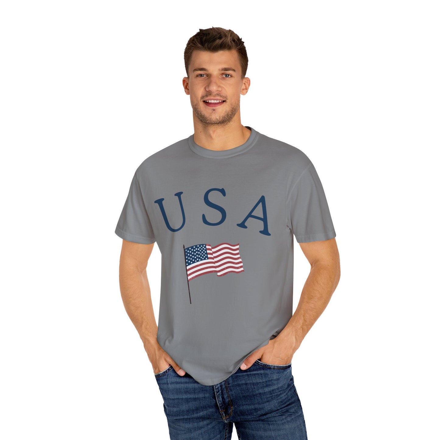 USA Flag Unisex Garment-Dyed T-Shirt