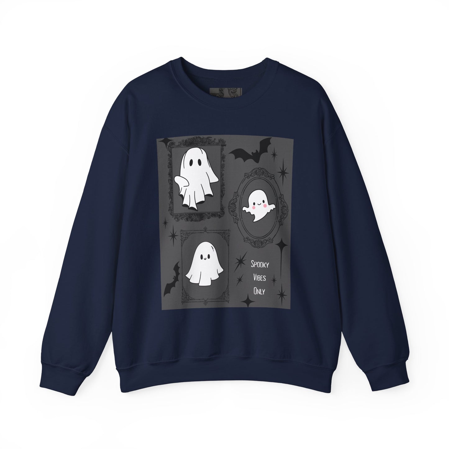 Spooky Ghost Halloween Sweatshirt, Unisex Crewneck, Cozy Fall Fashion, Trick or Treat, Halloween Party Apparel, Cute Ghost Design