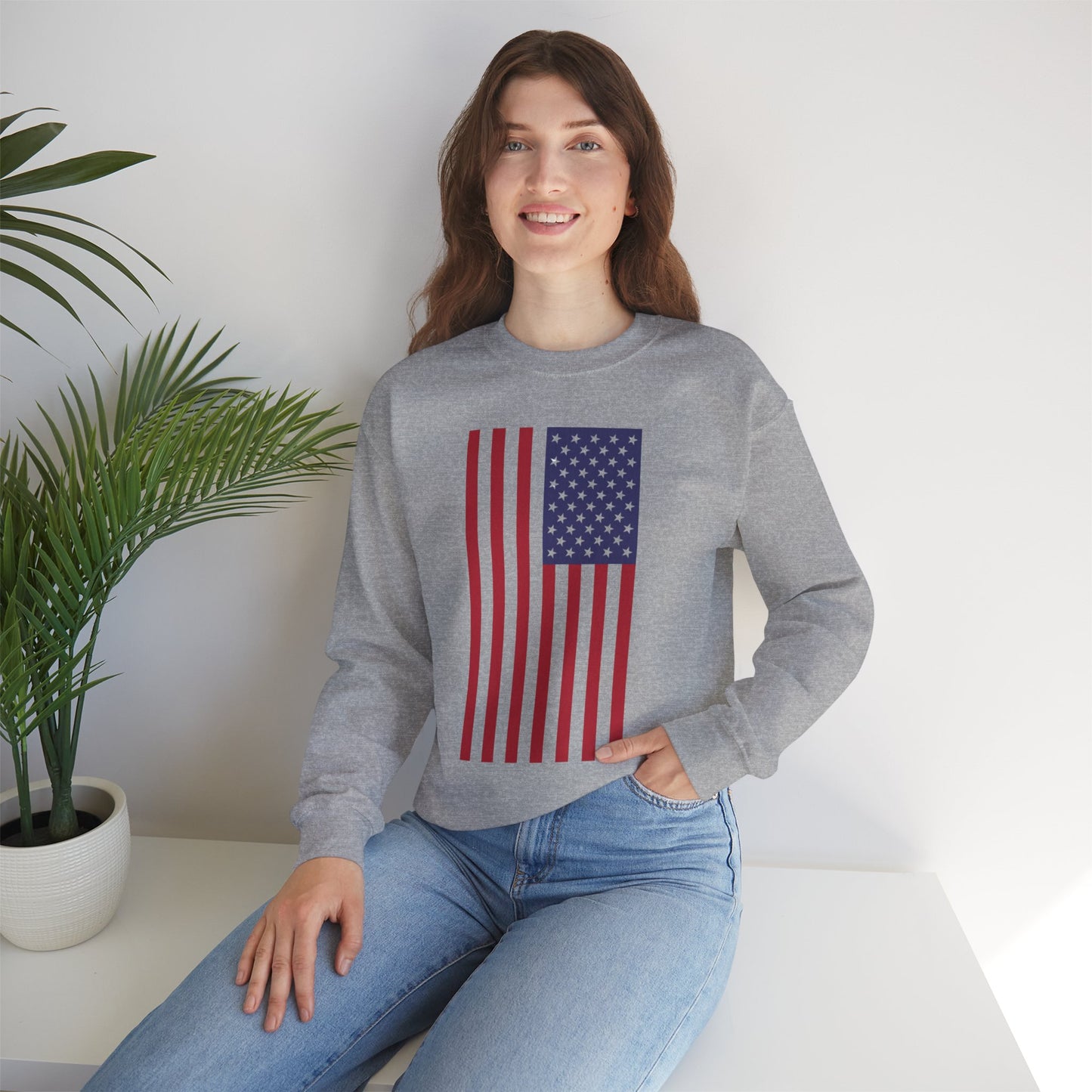 Patriotic USA Flag Crewneck Sweatshirt
