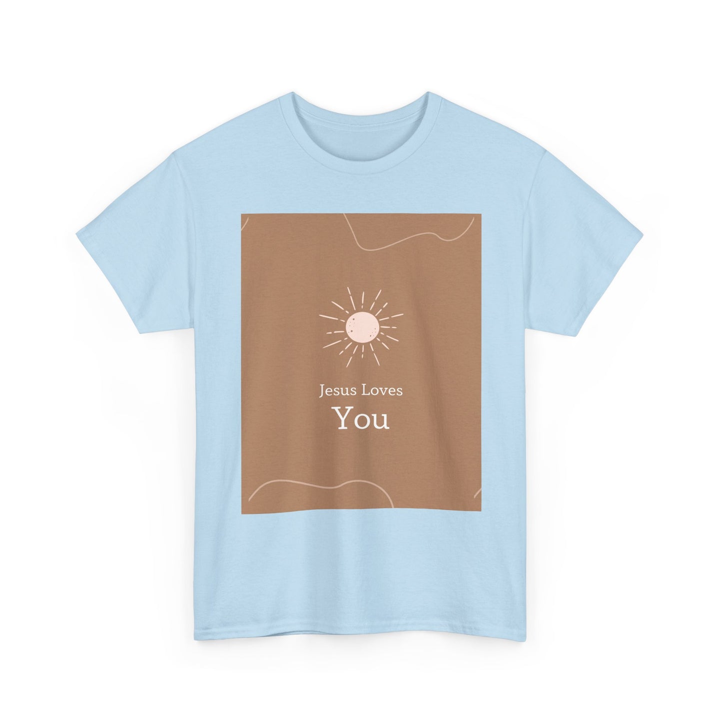 Unisex Heavy Cotton Tee - "Jesus Loves You" Inspirational Tee, Perfect for Everyday Wear, Gifts, Faith-Based Events, Summer Outings
