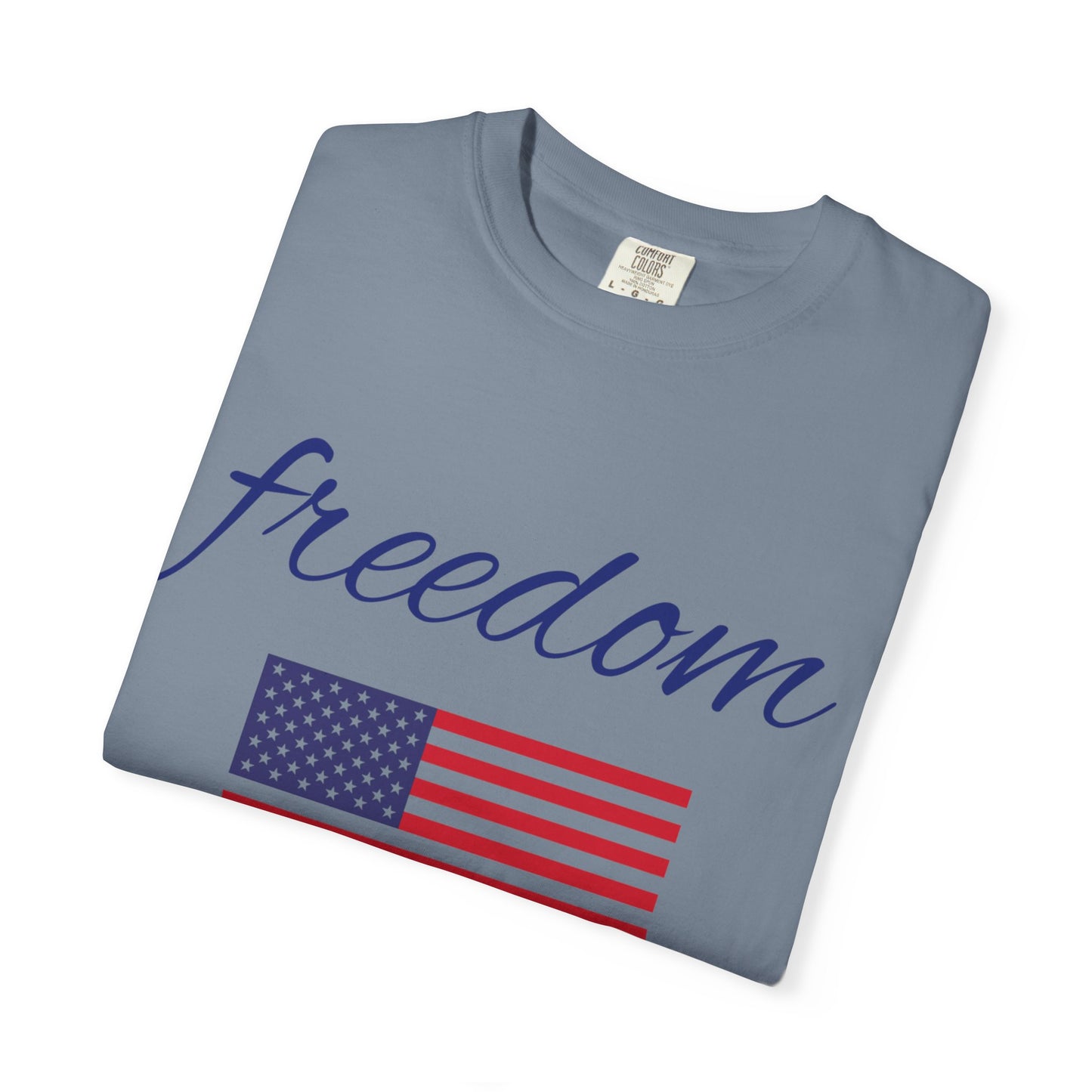 Freedom Unisex Garment-Dyed T-Shirt with American Flag Design