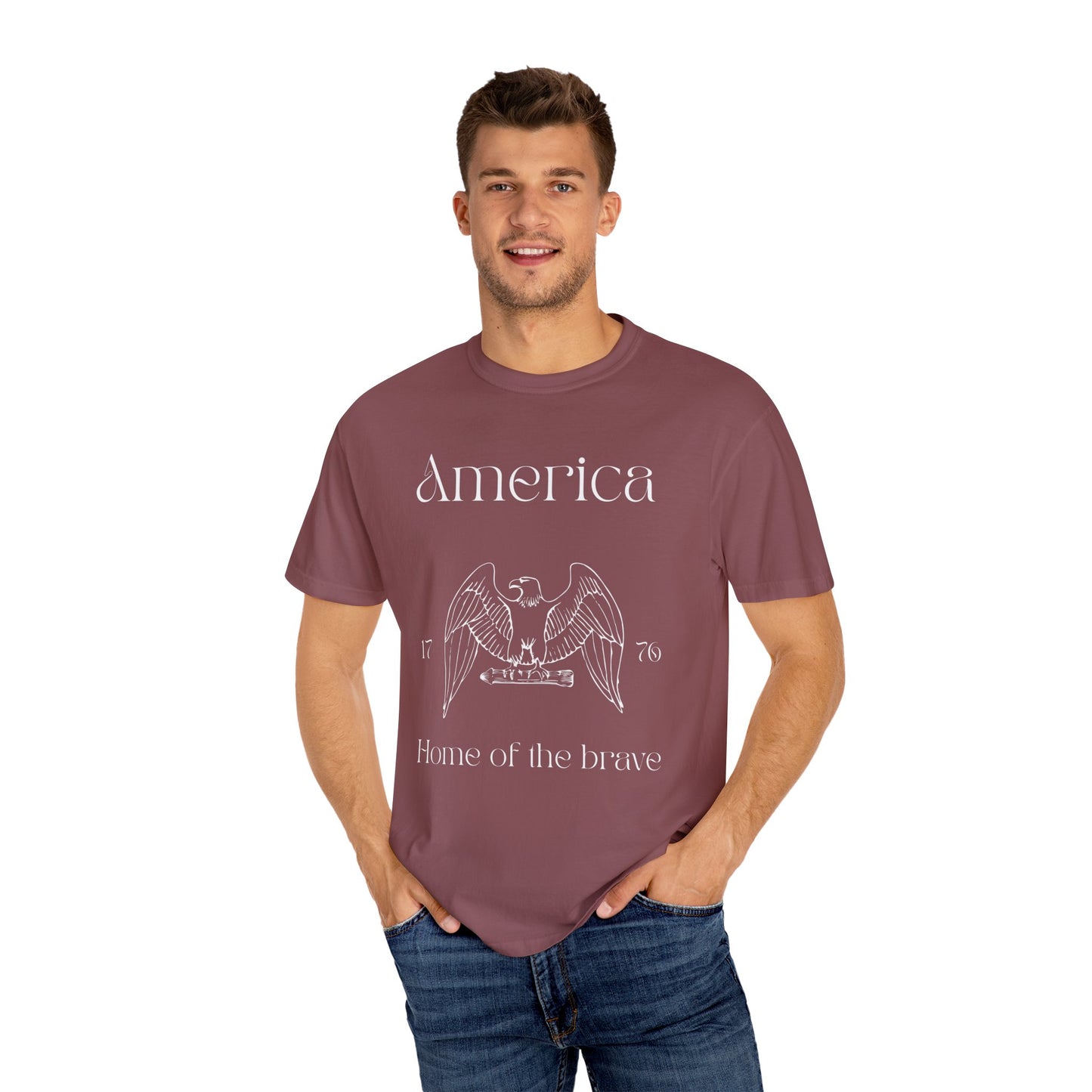 Vintage America T-Shirt - Home of the Brave - Unisex Garment-Dyed Tees
